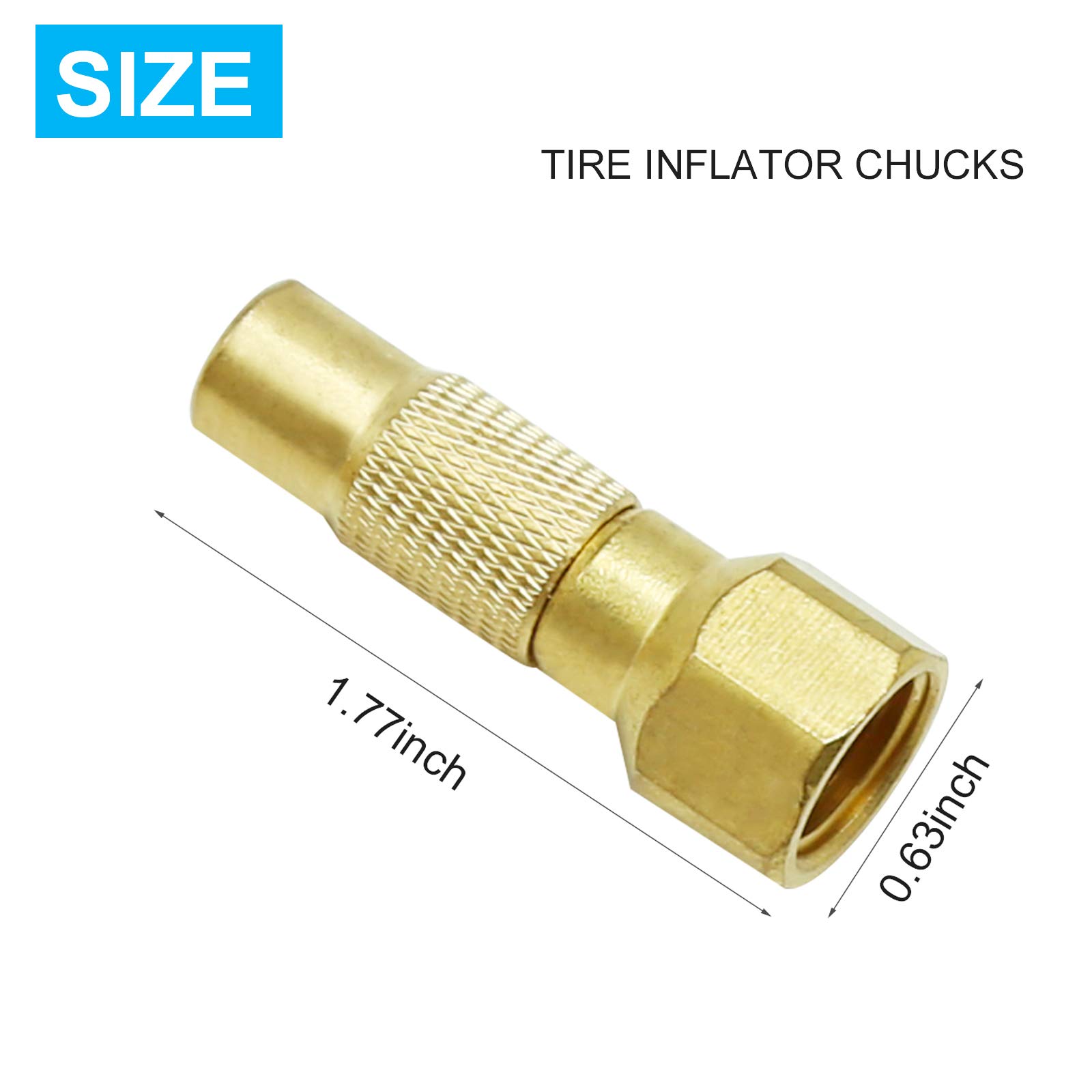 Heavy Duty Twist-On Air Chuck 2-Pack - Compatible with Tire Inflators, Air Compressors & Pressure Gauges - Perfect for Car, Truck, Bike & RV Tire Inflation
