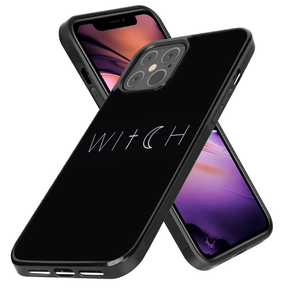 Custom Witch Pattern iPhone 12 Pro Max Case - Soft Black TPU Rubber & PC Anti-Slip Full Body Protection | Perfect for Everyday Use, Travel & Outdoor Activities