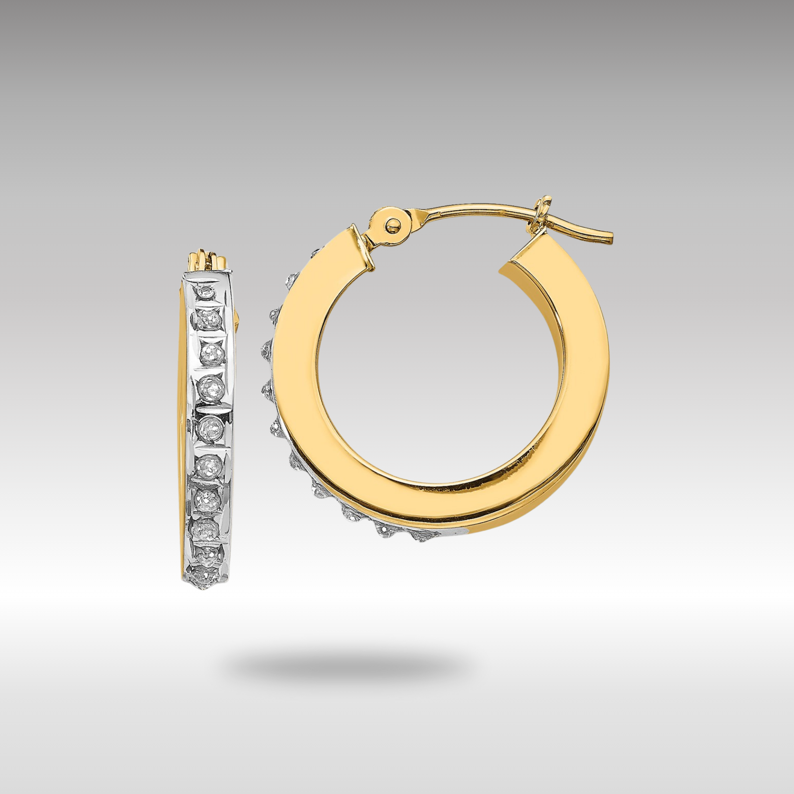 Gold Diamond Hinged Hoop Earrings DF228 - Elegant Round Stud Earrings for Women | Perfect for Parties, Weddings & Everyday Wear