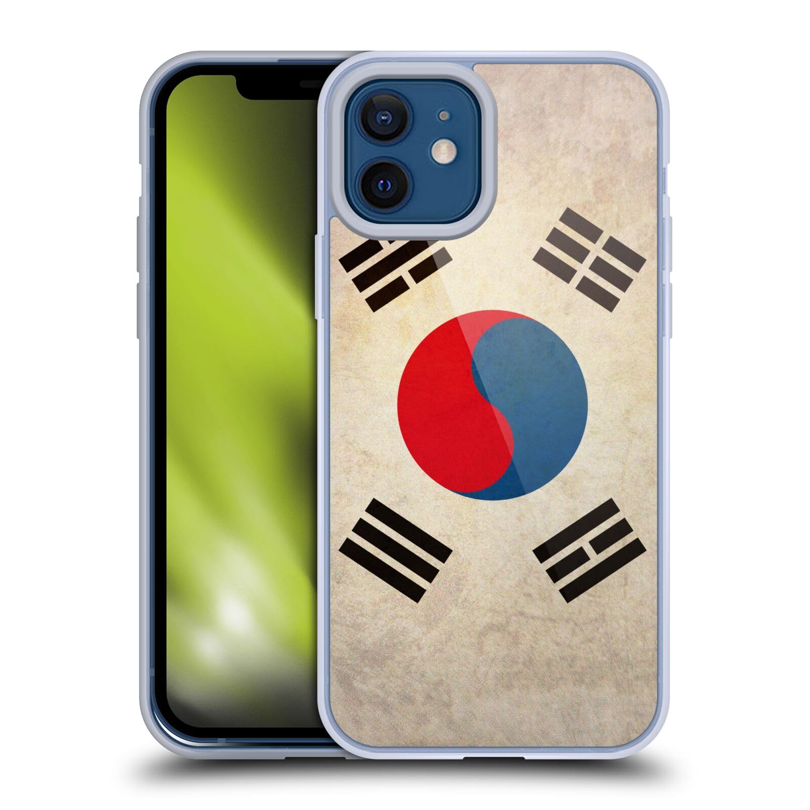 Vintage South Korea Flag Soft Gel Phone Case for Apple iPhone 12 & 12 Pro - Durable Protective Cover for Travel, School & Everyday Use