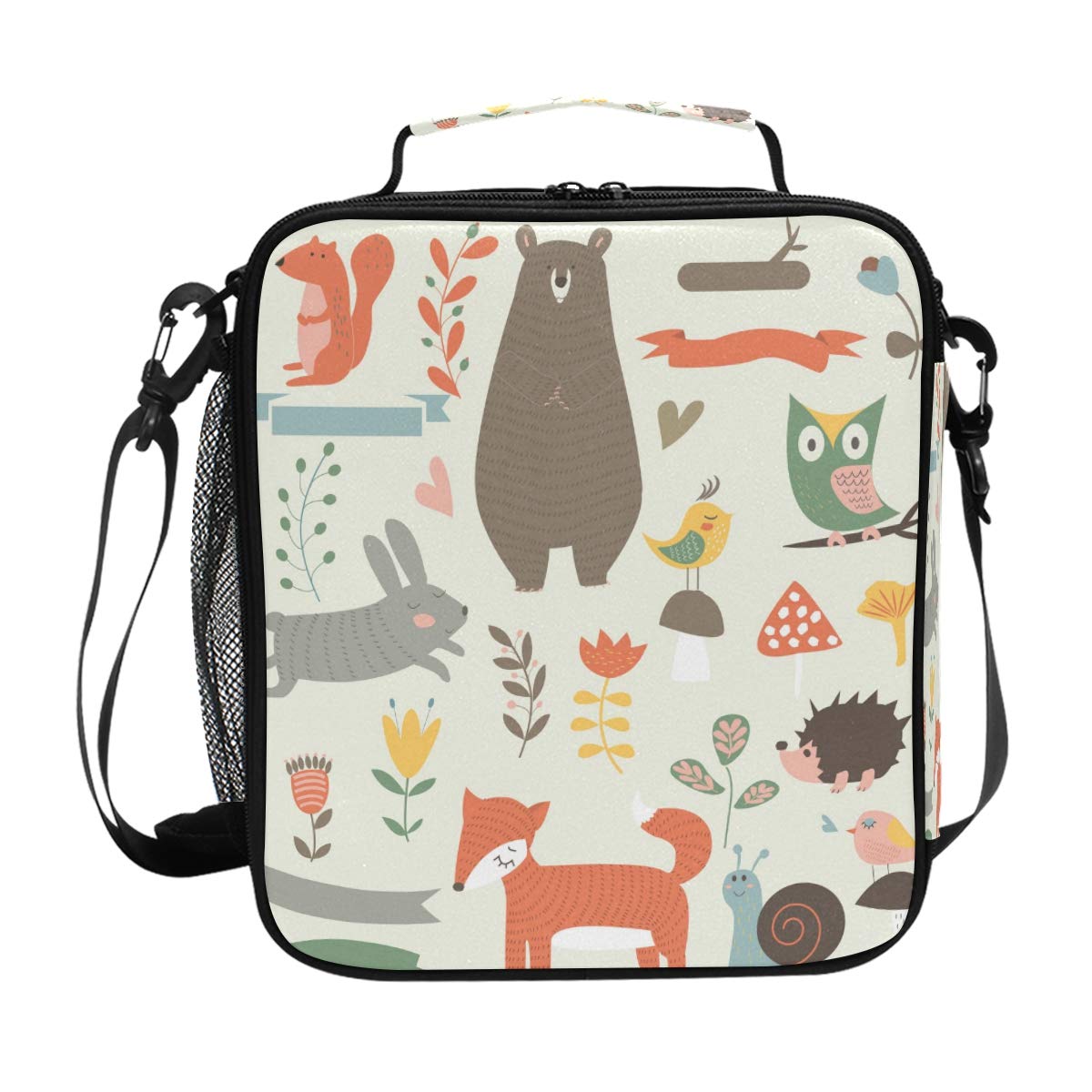 Forest Animals Insulated Lunch Bag for Women, Men & Kids - Leakproof Thermal Lunch Box with Adjustable Shoulder Strap, Reusable Cooler Bag for School, Work, Picnic & Outdoor Activities