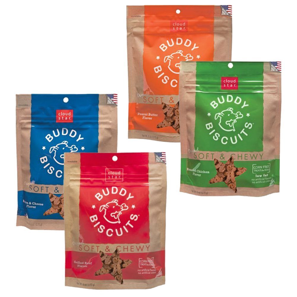 **Buddy Biscuits Soft & Chewy Dog Treats Variety Pack - 4 Flavors (Peanut Butter, Apple, Bacon, Chicken) - Healthy Training & Rewards for Small & Large Dogs**    *Use Case: Perfect for obedience training, rewarding good behavior, or as a tasty snack for your furry friend at home or on the go.*
