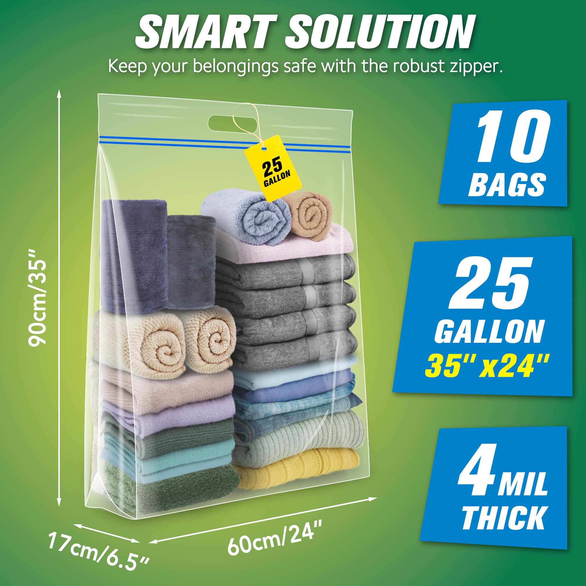 25 Gallon Jumbo Storage Bags with Handles - 35