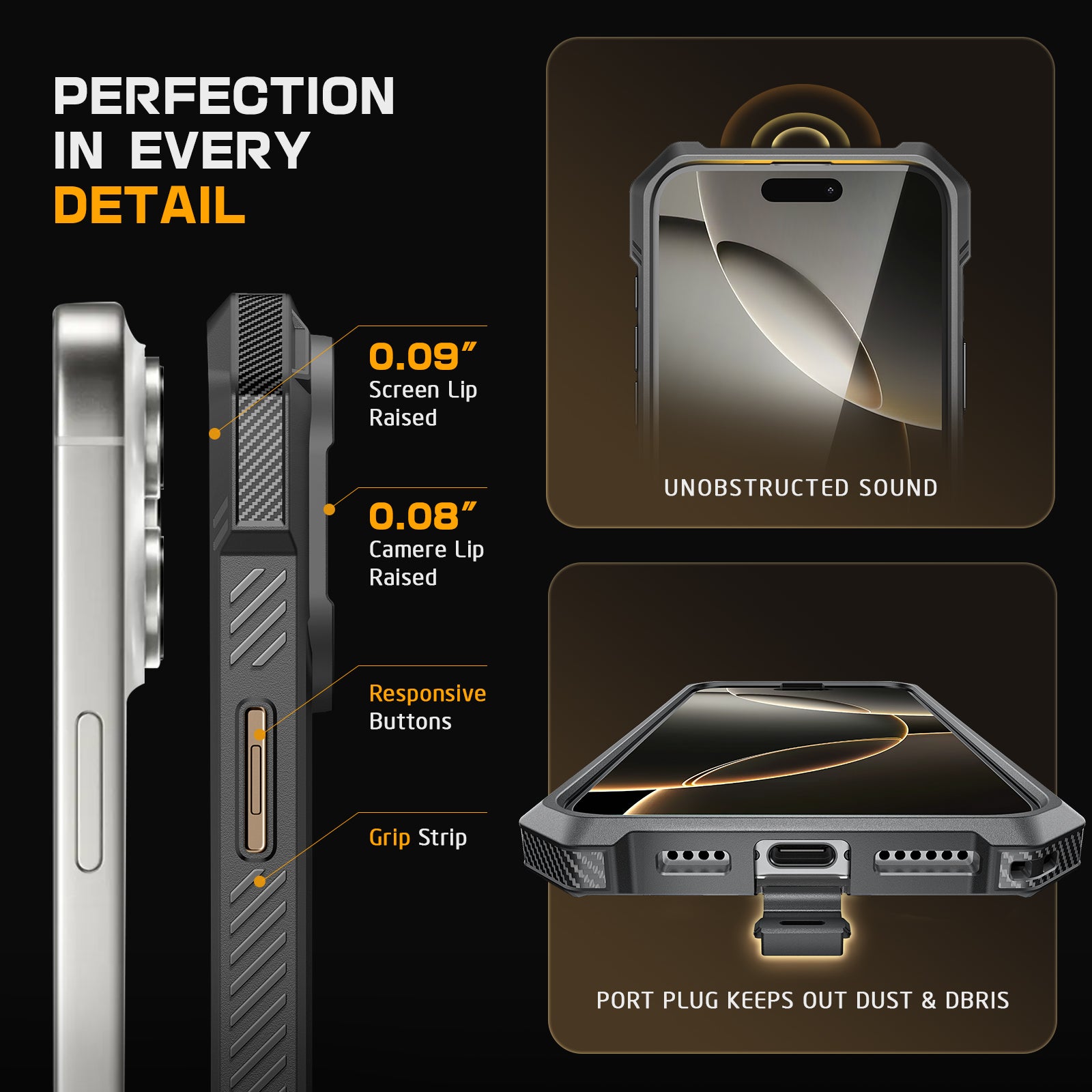 iPhone 16 Pro Case 6.3 Inch with MagSafe - UB Grip & Camera Control Button - Shockproof Protective Cover (Gold) | Perfect for Outdoor Adventures, Travel & Everyday Use