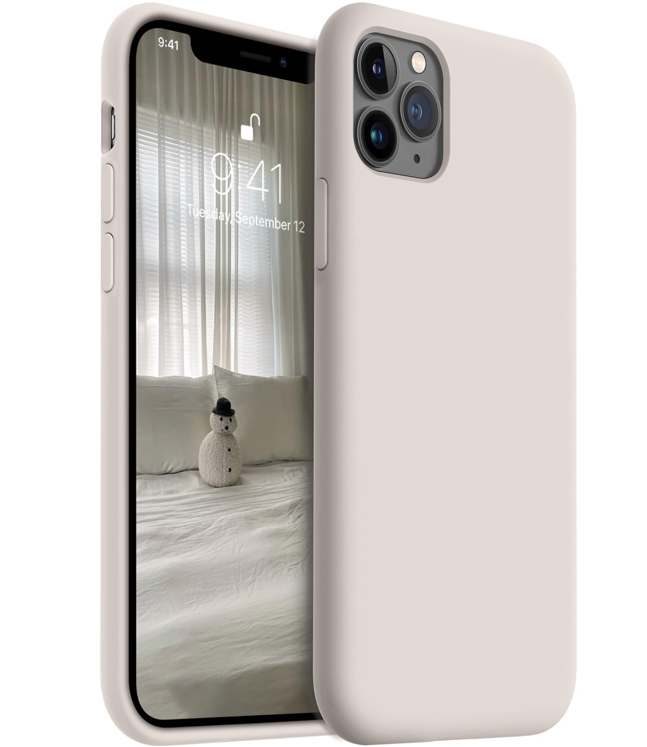 AOTESIER iPhone 11 Pro Max Case 6.5 Inch - Premium Military Grade Shockproof Silicone Cover with Anti-Scratch Microfiber Lining | Slim Protective Phone Case for iPhone 11 Pro Max (Stone Color) - Perfect for Outdoor Activities, Travel & Daily Use