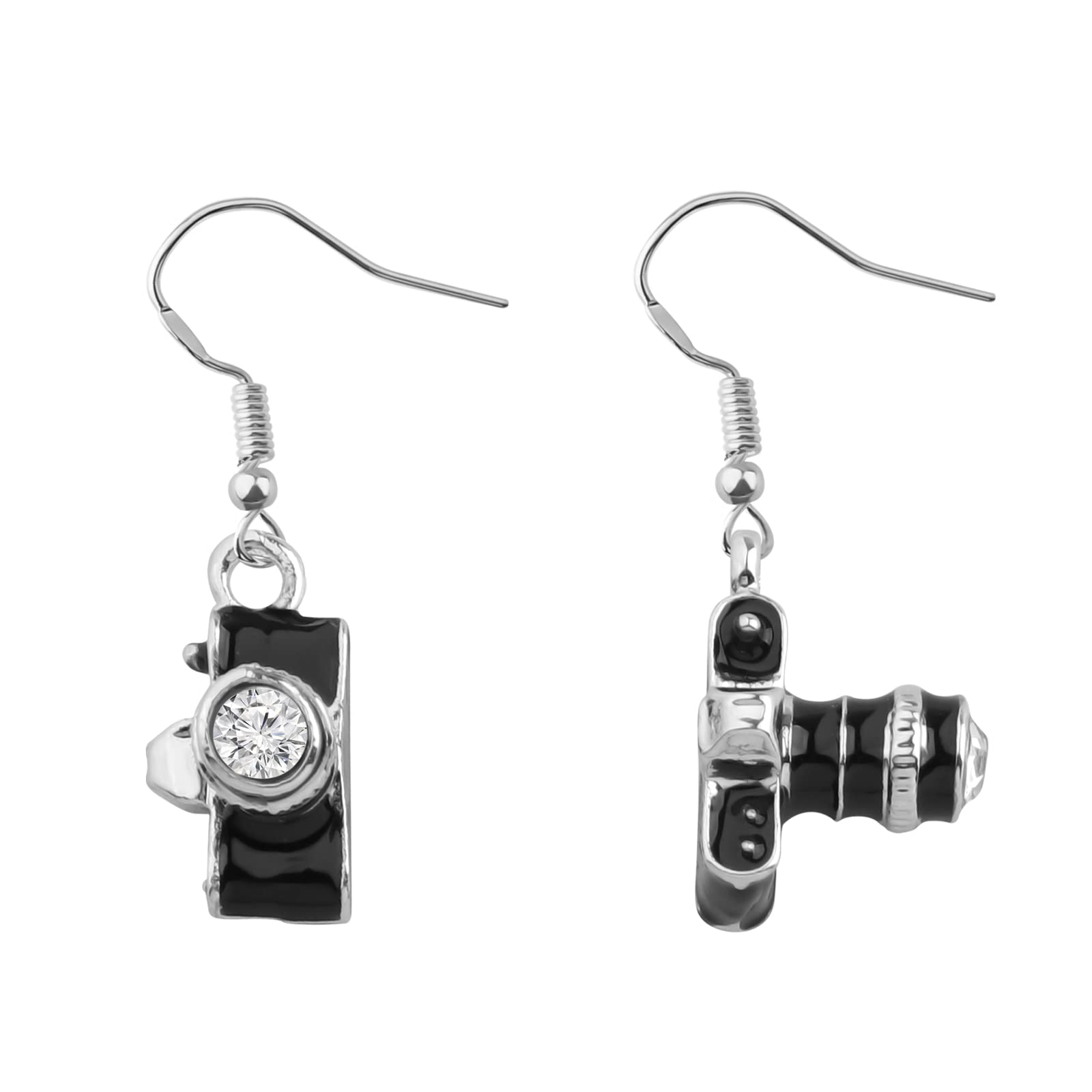 Mini Camera Charm Drop Earrings - Photography Enthusiast Gift, Vintage Camera Dangle Earrings for Photographers | Perfect for Photo Shoots, Weddings & Artistic Outfits