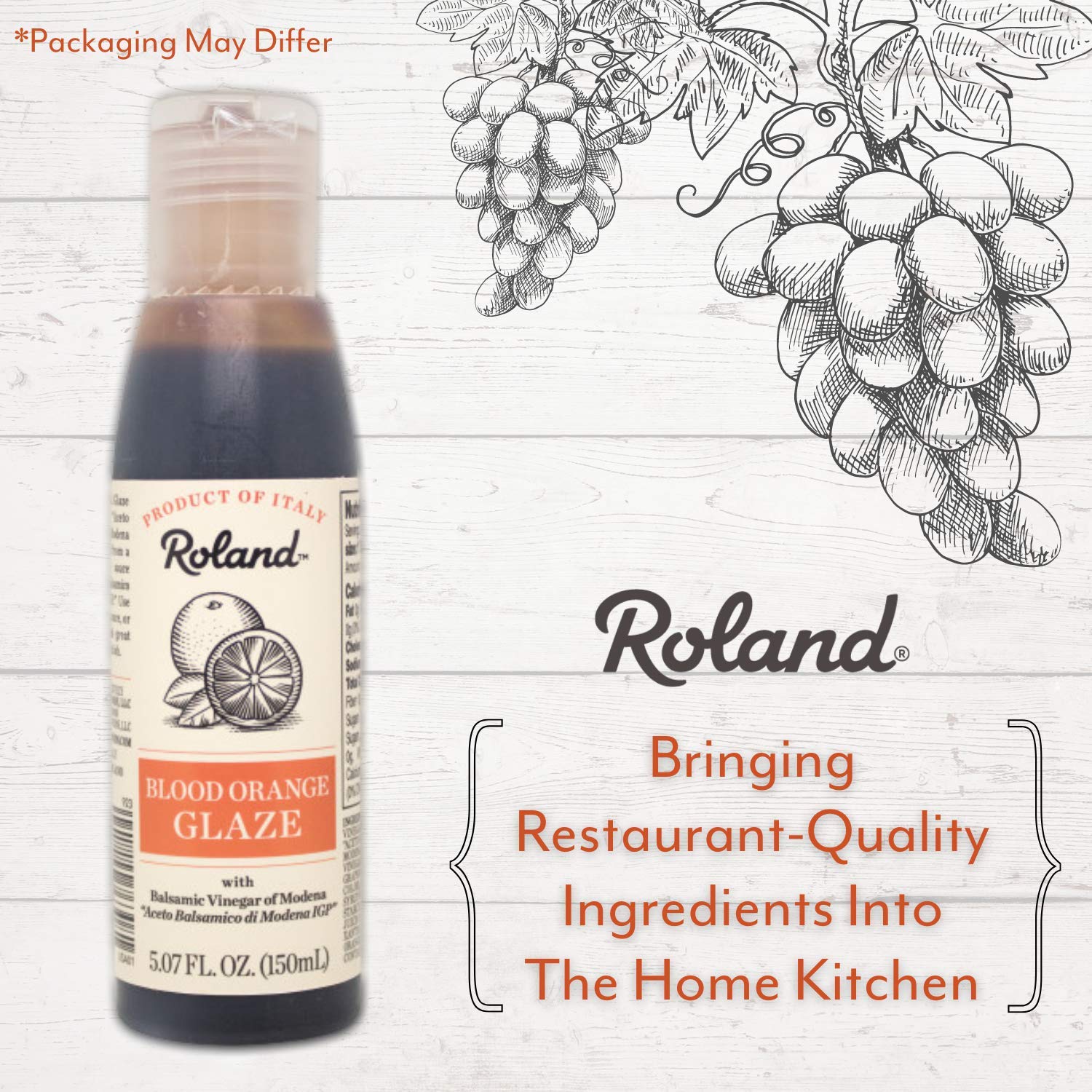 Roland Blood Orange Balsamic Vinegar Glaze - 3 Pack (5.07oz) for Salads & Desserts