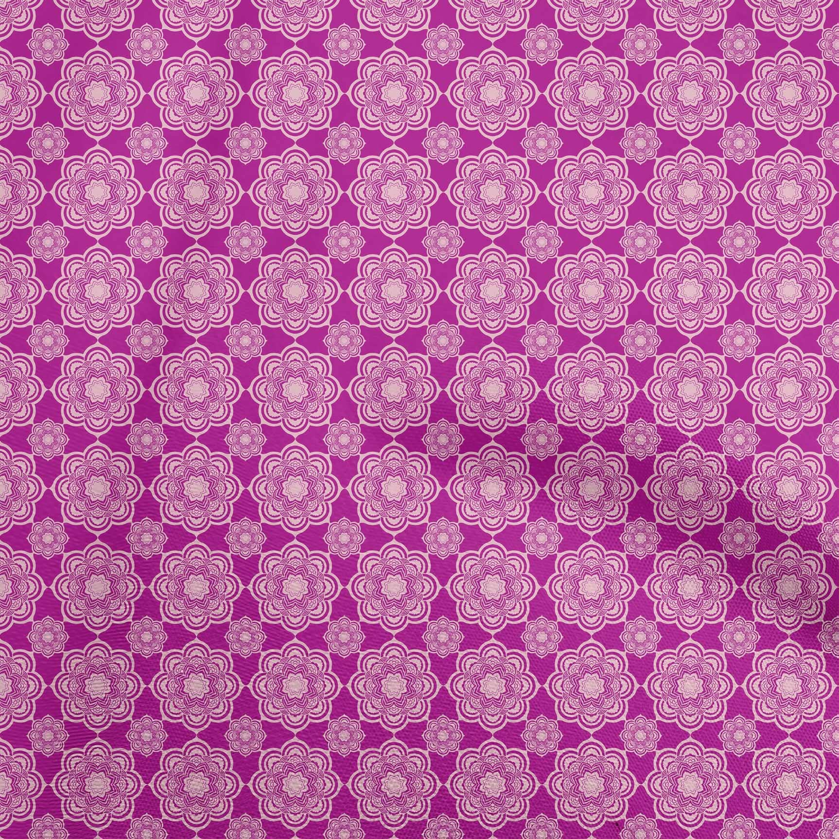 Premium 100% Cotton Cambric Fuschia Pink Fabric - Asian Ornamental Print Dress Material - 56 Inch Wide by The Yard for DIY Dresses, Blouses & Home Decor Projects