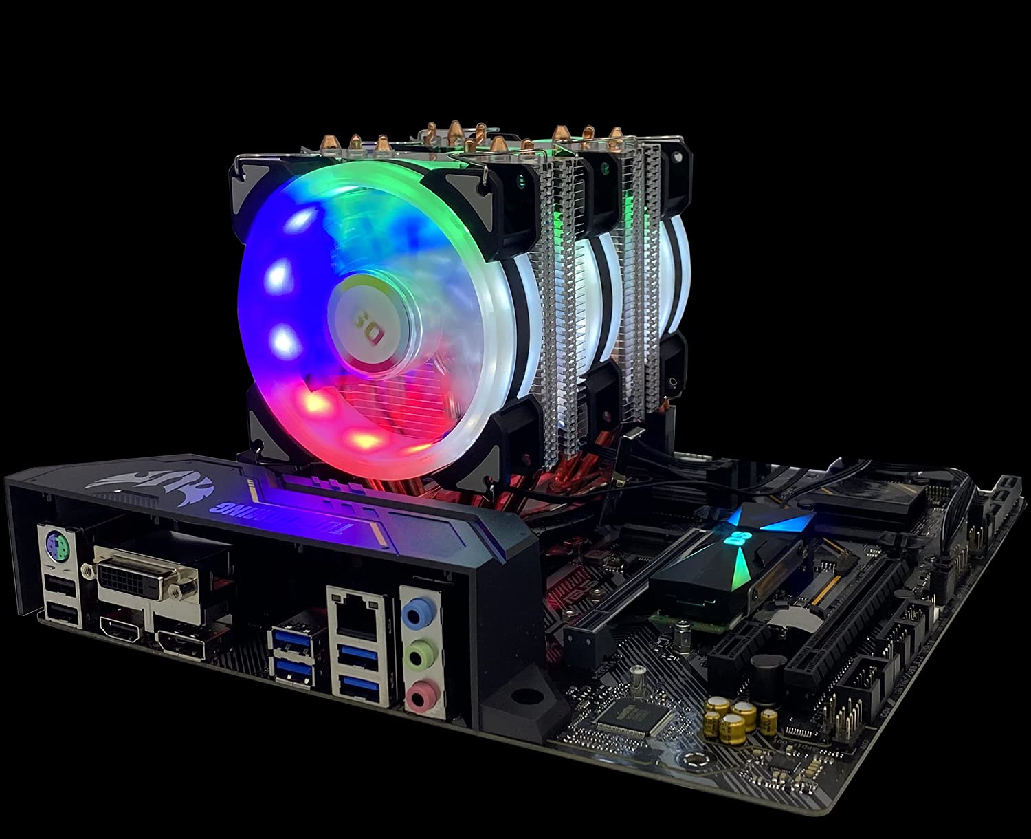 6-Heat Pipe 90mm PWM RGB CPU Cooler with 3-Pack RGB Fans - Compatible with Intel LGA 1366/1155/1156/2011/1200 & AMD AM4 Sockets - High Performance Air Cooler for Gaming PC, Workstation, and Overclocking