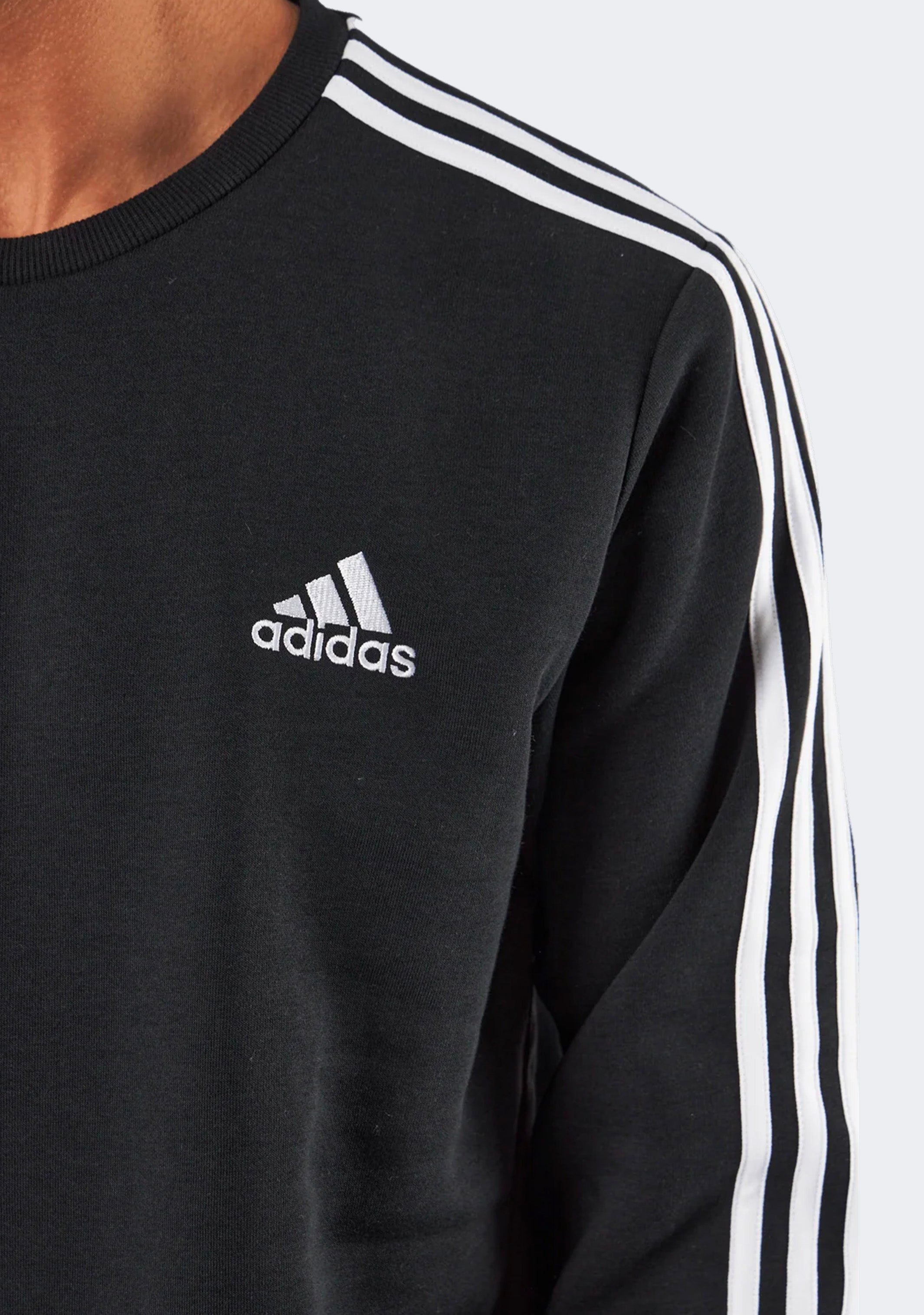 Adidas Men's Essentials Fleece 3-Stripes Sweatshirt | Comfortable Cotton Pullover Hoodie for Casual Wear, Gym & Outdoor Activities