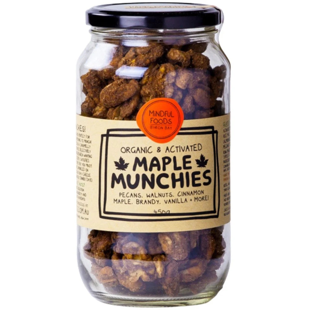 Mindful Foods Munchies Maple Snacks 400g - Healthy Vegan Gluten-Free Trail Mix for Hiking, Camping & Office Snacking