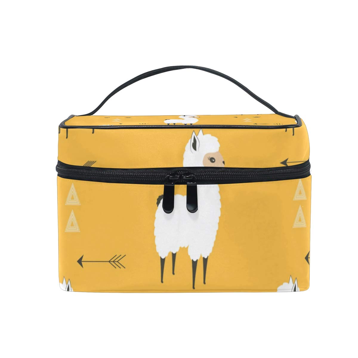 Llama Print Cosmetic Bag with Arrows - Waterproof Makeup Case & Travel Toiletry Organizer for Women & Girls | Portable Hanging Pouch for Gym, Vacation & Daily Use