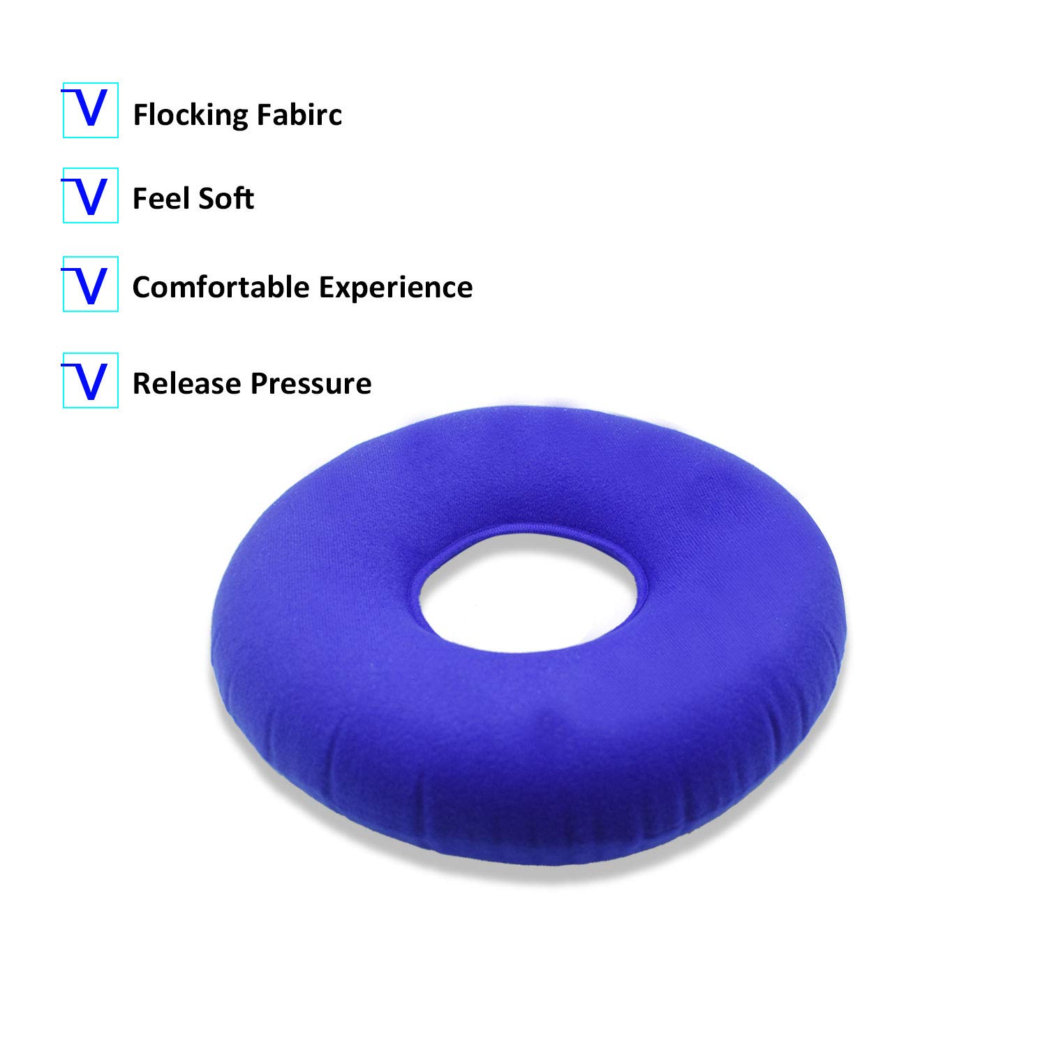 Inflatable Donut Pillow Cushion for Back Pain Relief - Orthopedic Round Seat Cushion with Neck & Lumbar Support - Home Office Car Travel Hiking Camping Desk Use - Blue Comfort Cushion for Post-Surgery Hemorrhoids & Tailbone Pain