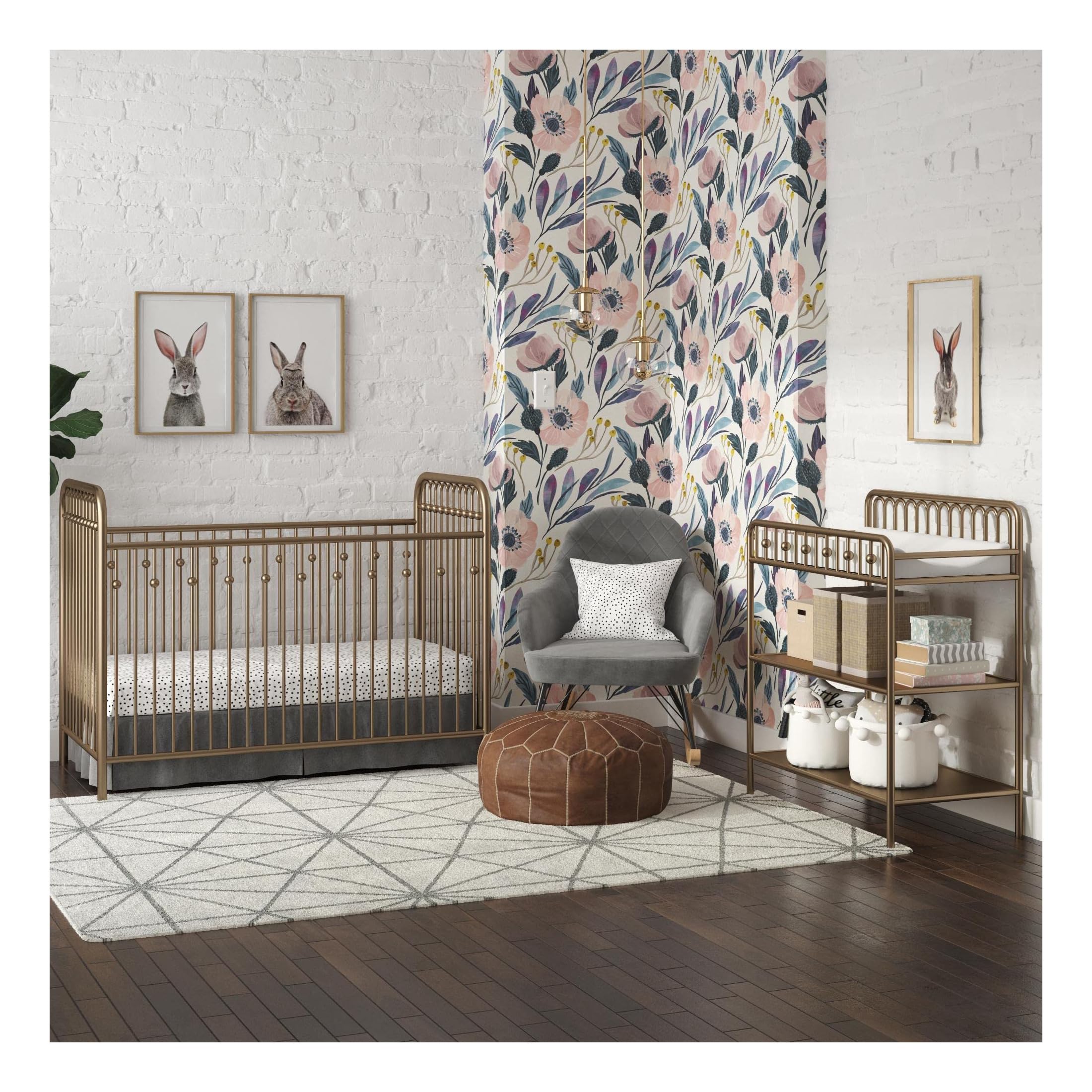 Little Seeds Monarch Hill Ivy Metal Changing Table - Gold Finish | Sturdy & Safe Baby Changing Station for Nursery, Bedroom, or Daycare | Perfect for Diaper Changes & Baby Care Essentials Storage