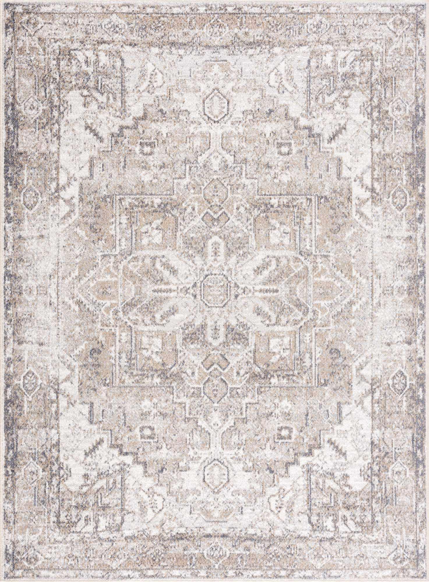 Hauteloom Hera Washable Area Rug for Living Room & Bedroom - Soft, Durable, Stain Resistant - Blue, Brown, Beige - 6'7
