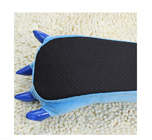 YUCHE Unisex Plush Animal Slippers - Soft Claw Shoes for Men, Women & Kids (Size 9-13, Blue) - Cozy Homewear for Winter Comfort & Indoor Lounging