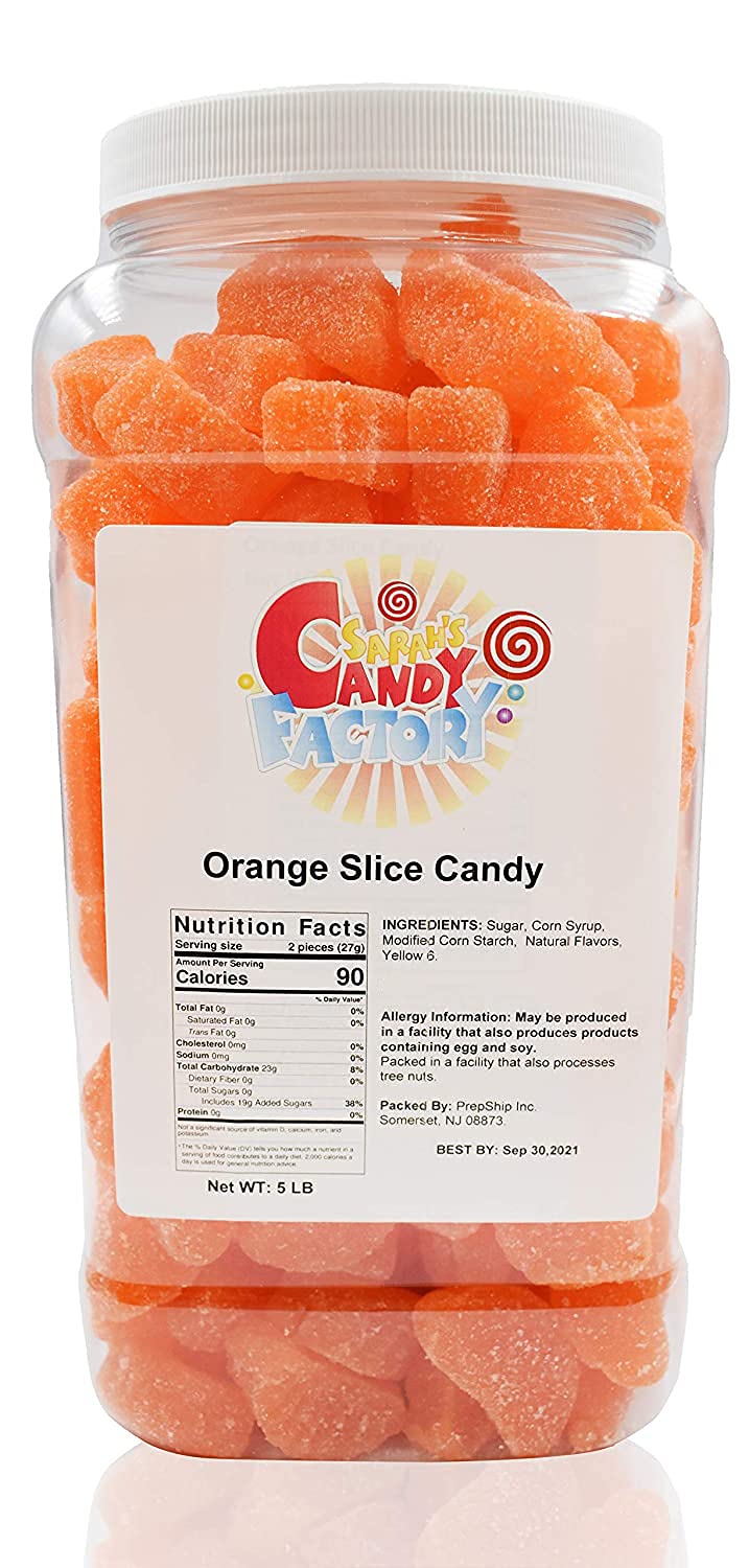 Orange Slice Candy - 5 Lbs Bulk Candy Jar - Sweet & Tangy Orange Flavored Gummy Slices - Perfect for Parties, Baking, Gift Baskets & Candy Buffets