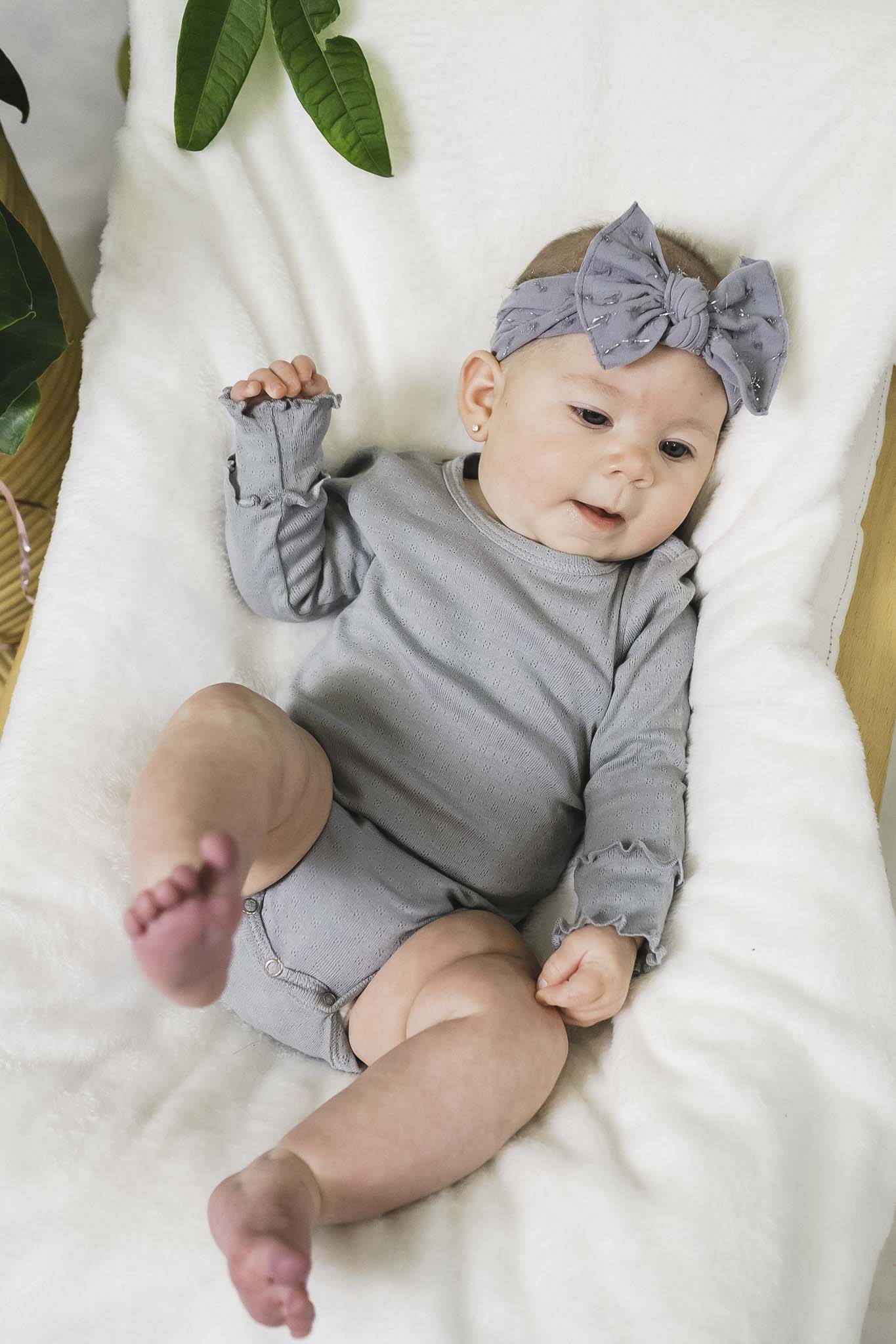 Jasmin Blue Pointelle Baby Onesie for Girls - Soft & Comfortable Newborn Bodysuit for Everyday Wear, Sleep & Playtime