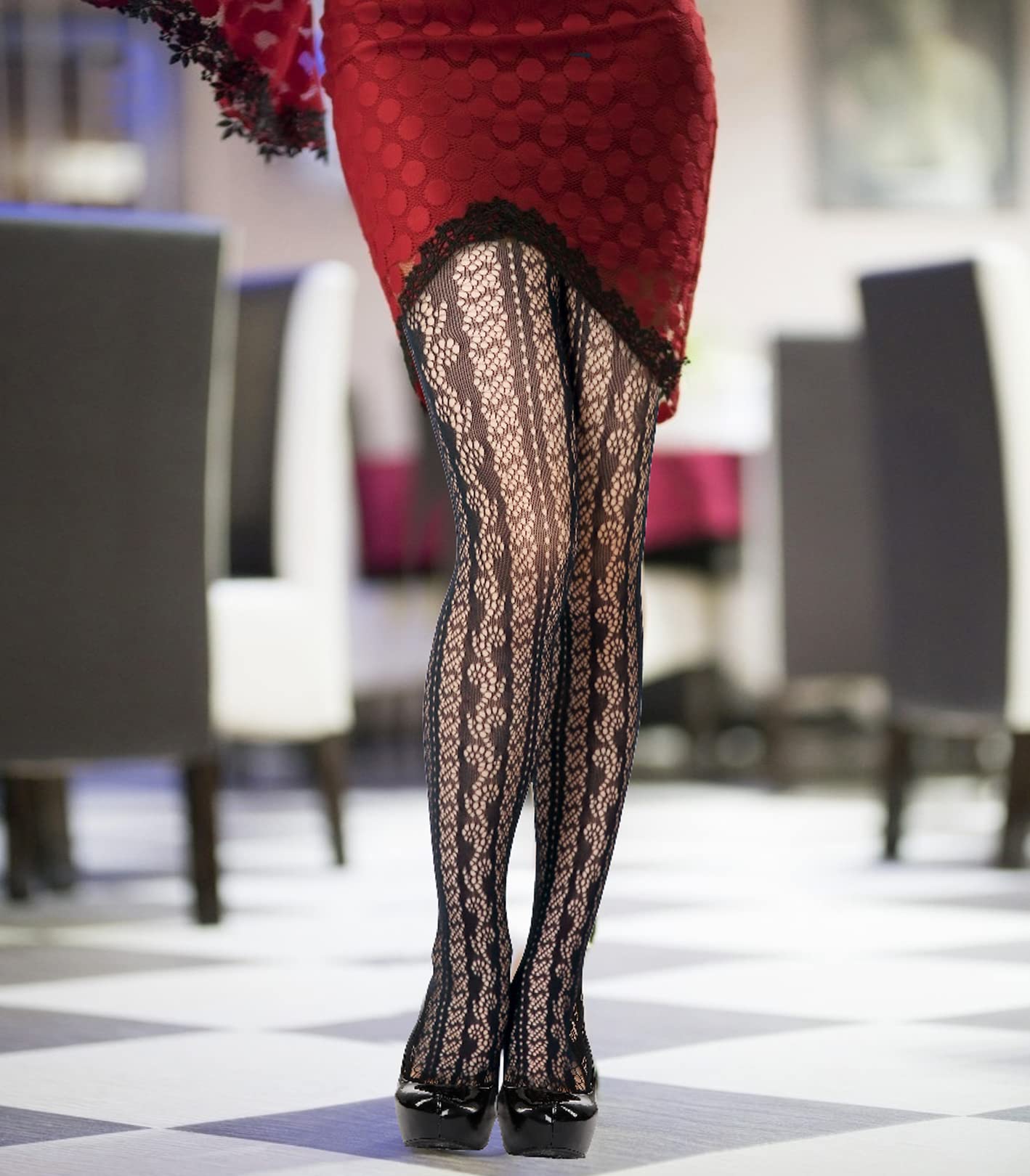 Sexy Fishnet Stockings for Women - Lace Thigh High Tights with Suspender | Perfect for Halloween, Cosplay & Night Out Outfits