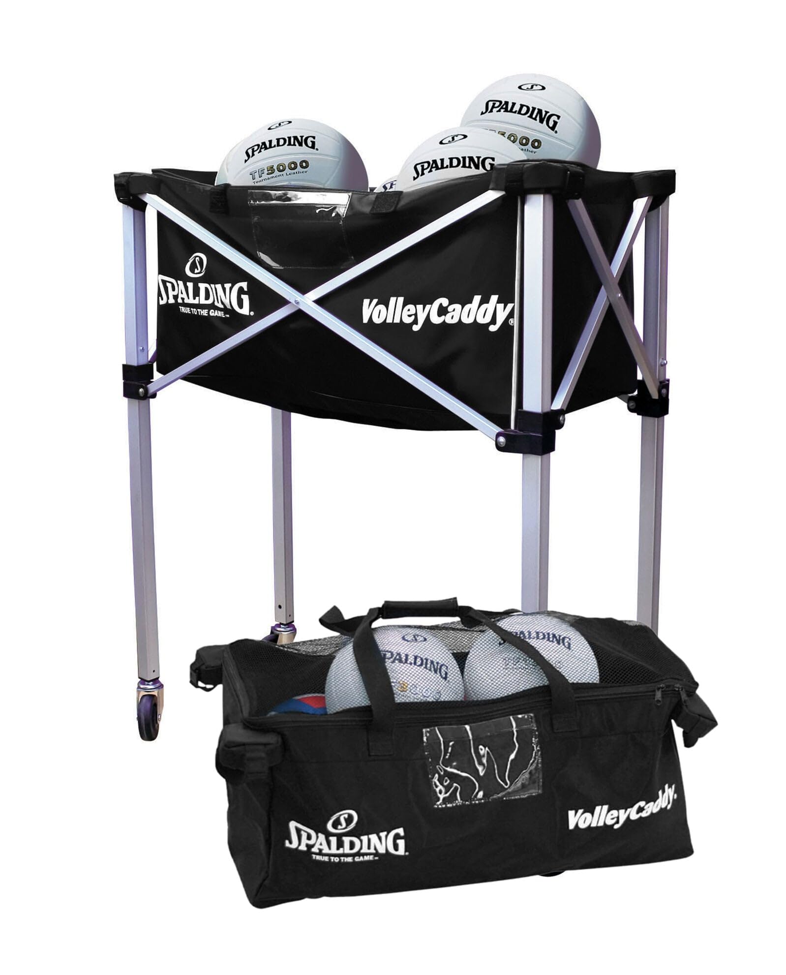 Volleyball Ball Cart - Heavy Duty 8-Ball Storage Organizer with Wheels - Black Sports Equipment Cart for Volleyball Practice, Games & Training