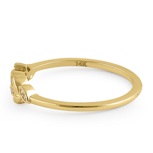 14K Solid Gold Trendy Leaf CZ Ring for Women - Elegant Cubic Zirconia Fashion Jewelry Gift for Birthday, Anniversary & Special Occasions