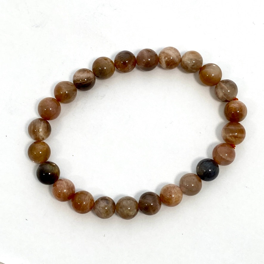 Moonstone Bracelet - Black & Mixed Color Gemstone Jewelry for Women - Perfect for Meditation, Healing & Spiritual Gifts