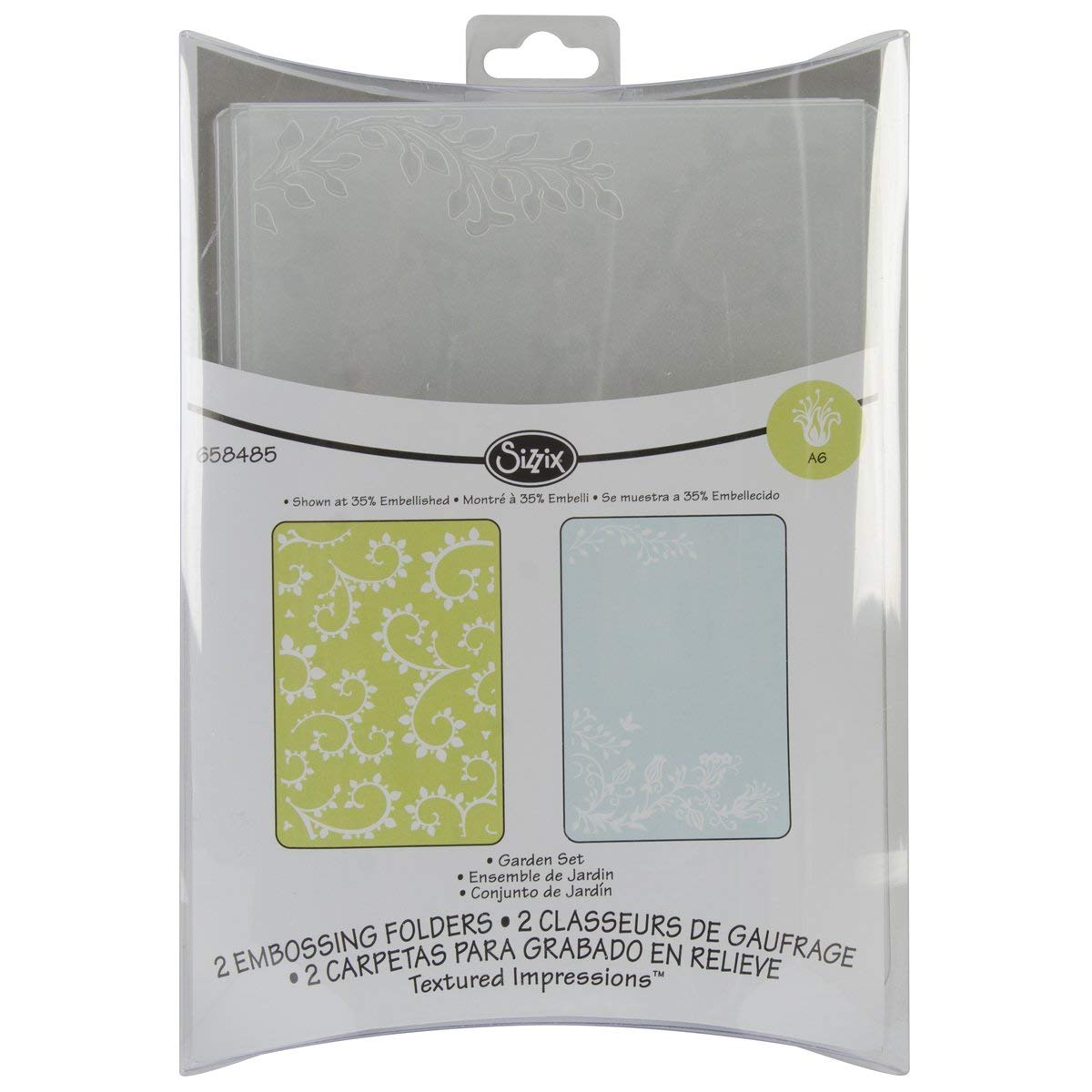 Sizzix Textured Impressions Embossing Folders 2PK - Garden Set for Card Making, Scrapbooking & DIY Paper Crafts | Floral Design Embossed Patterns for Handmade Greeting Cards & Art Projects