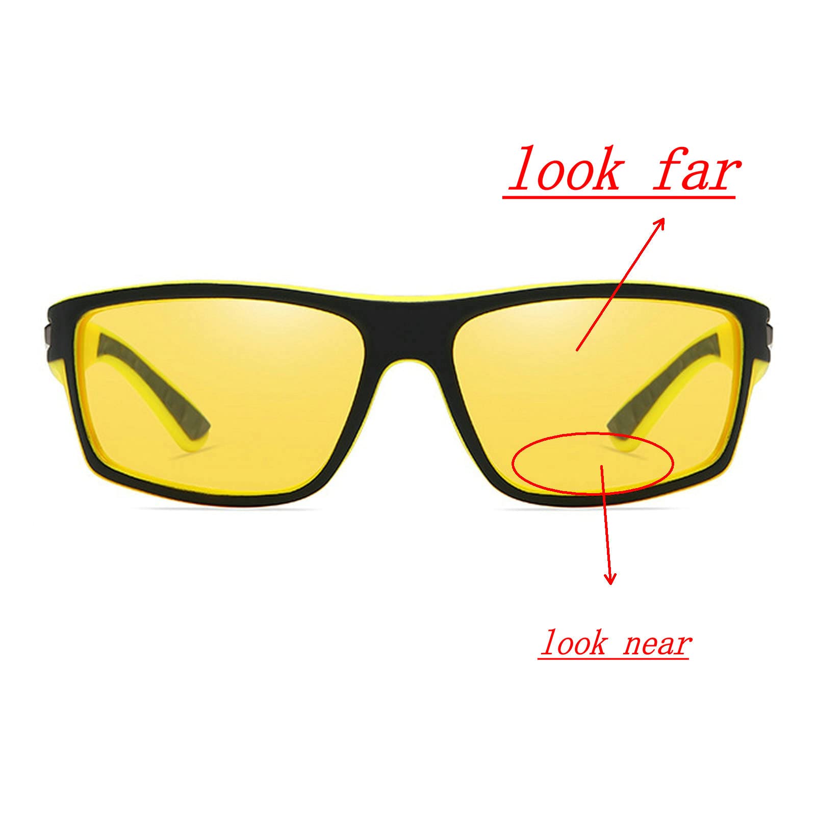 Men's Bifocal Reading Sunglasses with Yellow Lens - Sports & Night Vision Driving Glasses for Presbyopia - Perfect for Outdoor Activities, Fishing, and Night Driving
