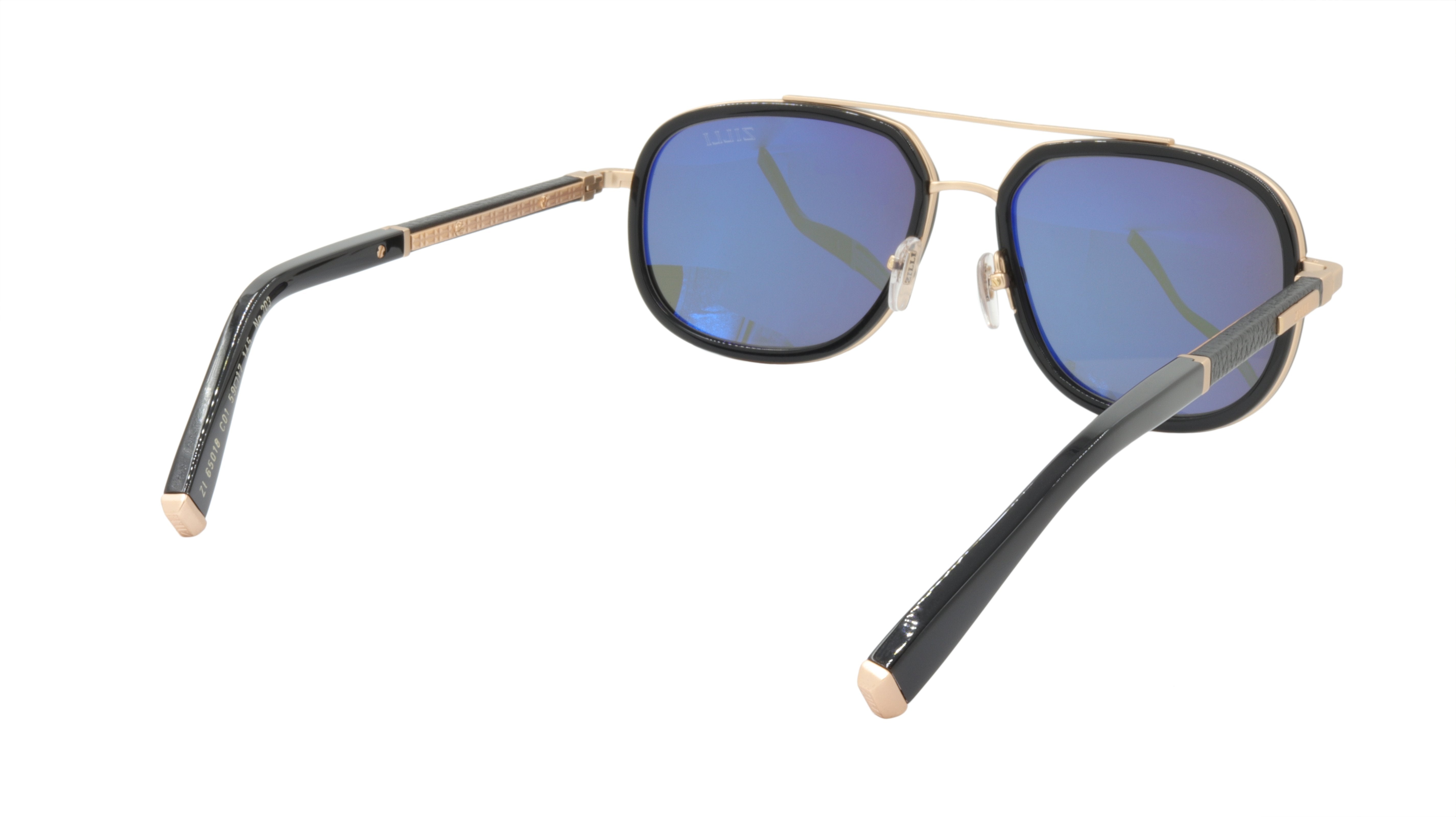 ZILLI Luxury Sunglasses for Men & Women - Titanium Acetate Frame with Genuine Leather Polarized Lenses - Handmade in France (Model ZI 65018 C01) - Perfect for Driving, Travel & Fashion Accessories