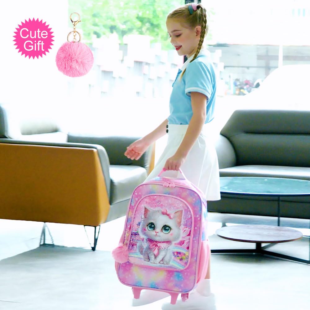Kids Rolling Luggage for Boys and Girls - Toddler Travel Carry-On Suitcase with Wheels - Perfect for Airplane Trips, Family Vacations & School Sleepovers
