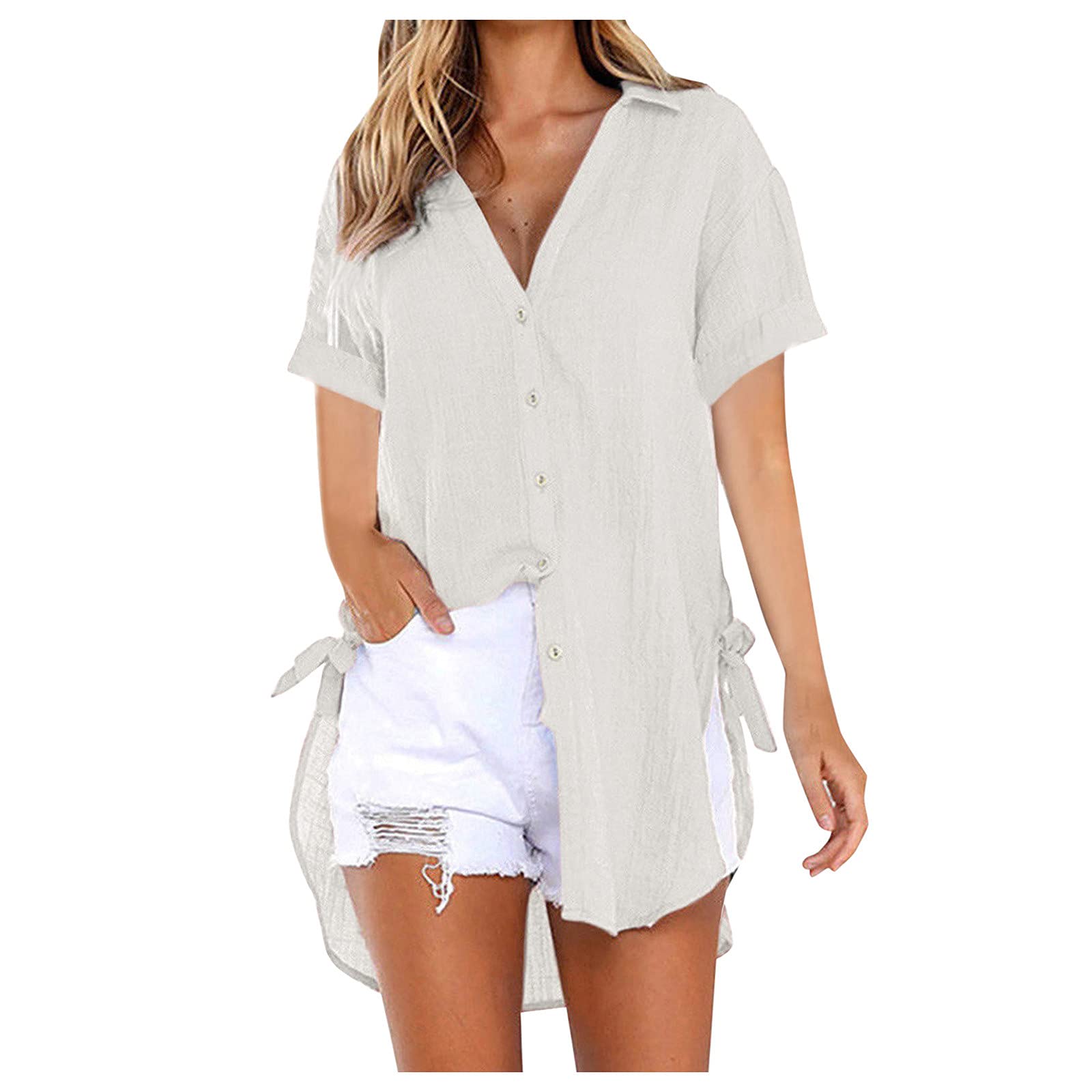 Women's Long Sleeve Loose Fit Cotton Button Down Shirt - Casual Tailored Blouse for Work, Travel & Everyday Wear | Ladies Fashion Tops