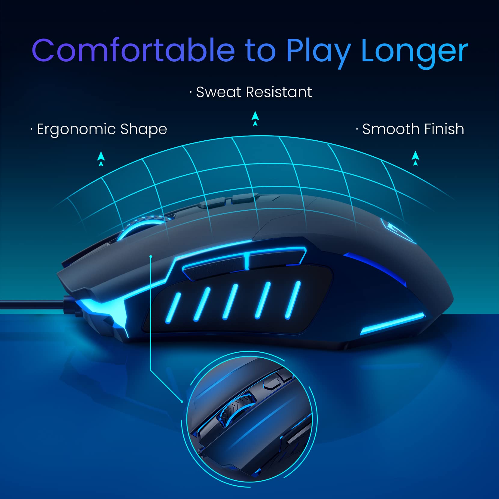 Premium Wired Gaming Mouse - Ergonomic RGB Backlit (16M Colors), 7 Programmable Buttons, Adjustable DPI up to 7200 - Perfect for PC, Laptop, Mac (Windows Compatible) - Ideal for FPS, MOBA & MMO Gaming - Black