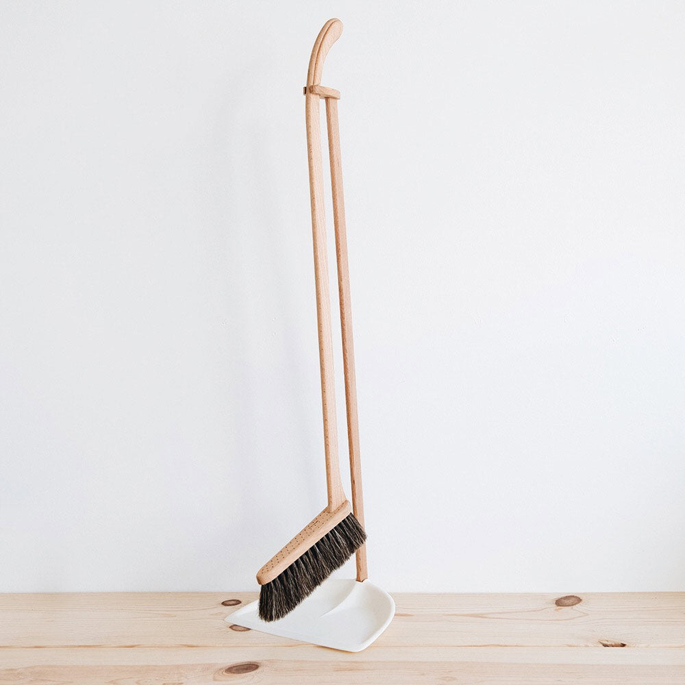Standing Broom and Dustpan Set - Space Saving Cleaning Tools for Kitchen, Garage & Home - Easy Storage & Quick Cleanup