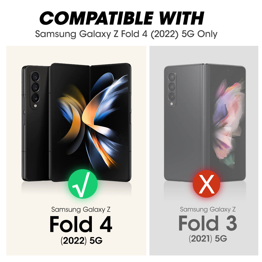 Samsung Galaxy Z Fold 4 Case with Built-in Kickstand & Screen Protector - Shockproof Heavy Duty Cover for Z Fold4 - Metallic Red | Perfect for Work, Travel & Everyday Protection