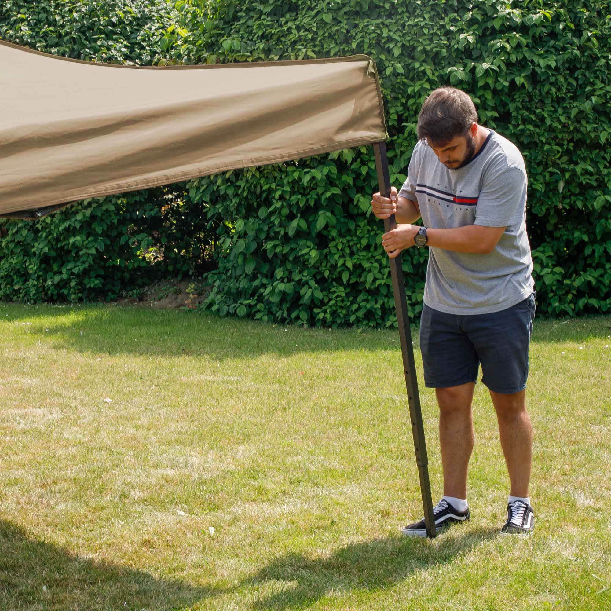 Premium 2x2m Pop Up Gazebo with Water Resistant Canopy - Includes Carry Bag, Stakes & Weight Bags - Beige Color DG126 - Perfect for Outdoor Camping, Picnics, Beach Parties and Backyard Gatherings