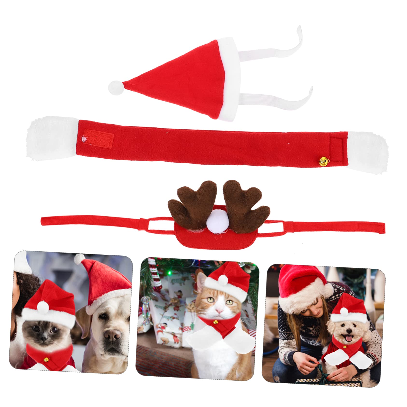 Balacoo Pet Reindeer Hat & Scarf Set for Cats & Dogs - Christmas Costume & Winter Wear