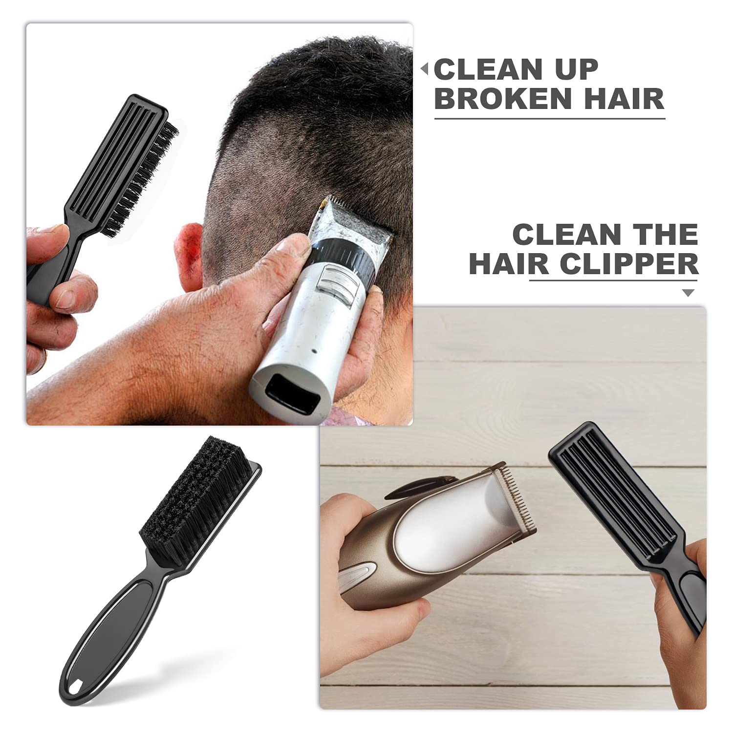 BEATURE 6-Piece Barber Blade Cleaning Brush Set - Professional Clipper & Trimmer Cleaning Brushes for Men's Hair Styling Tools (Black & White) - Perfect for Salon, Home Grooming & Barber Shop Maintenance