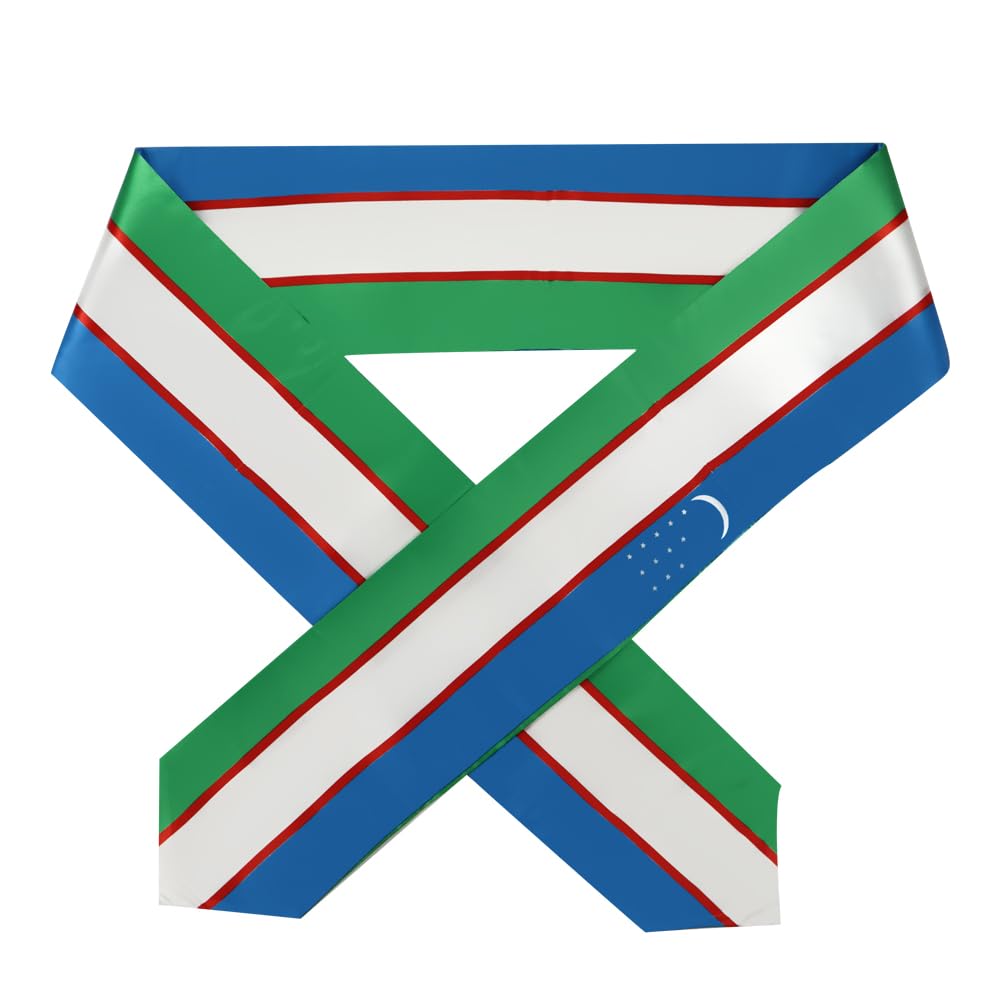 Uzbekistan Flag Graduation Stole - 180x13cm Double Sided Scarf for International Students - Perfect for Study Abroad Graduation Ceremonies, Cultural Events & Gift Giving