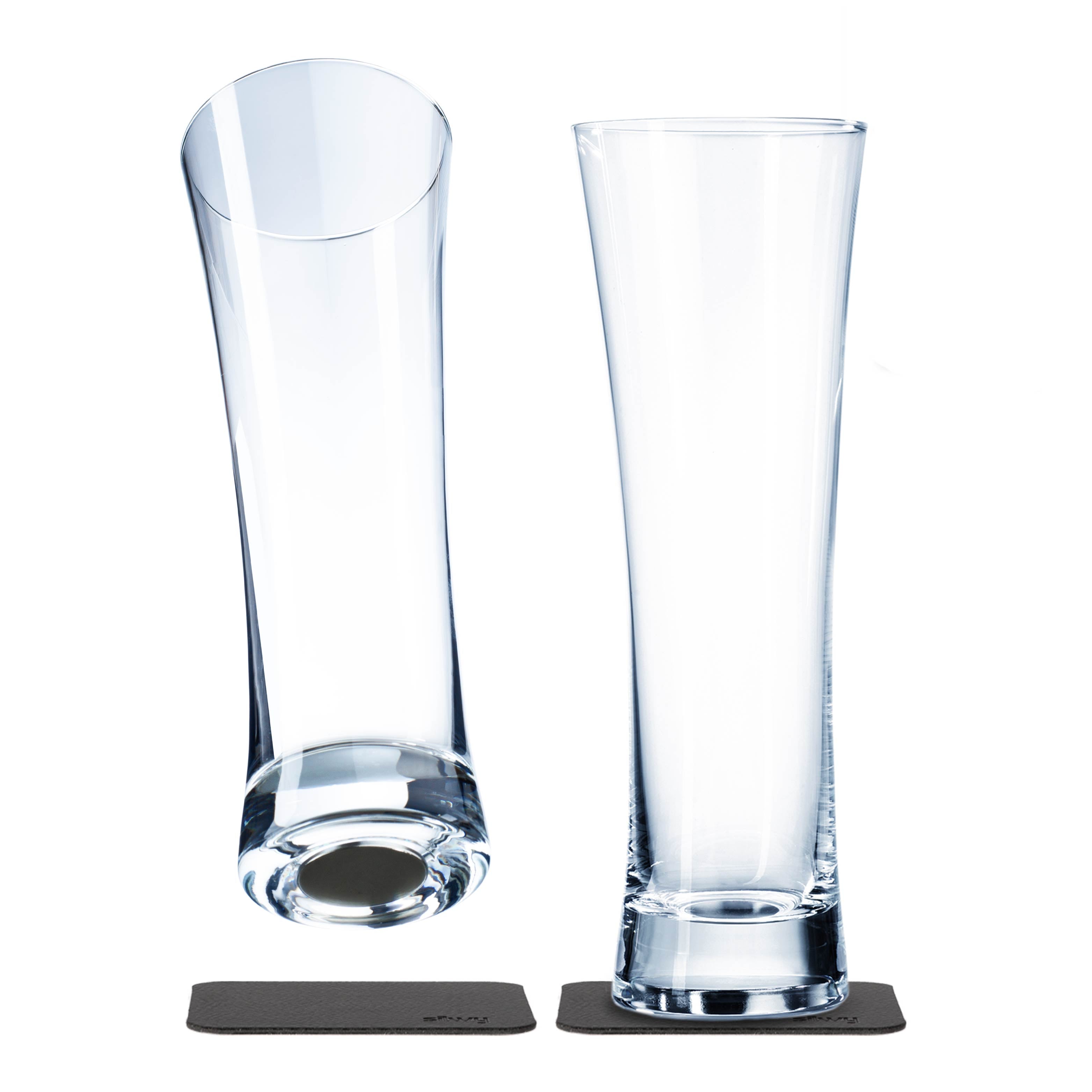 Premium Crystal Beer Glasses with Magnetic Base - Elegant Drinking Cups for Home, Bar & Party Use
