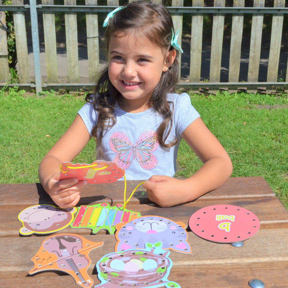 Buddy & Barney Alphabet Lacing Cards - 52pc Educational Threading Set for Kids - Perfect for Preschool Learning & Fine Motor Skills Development