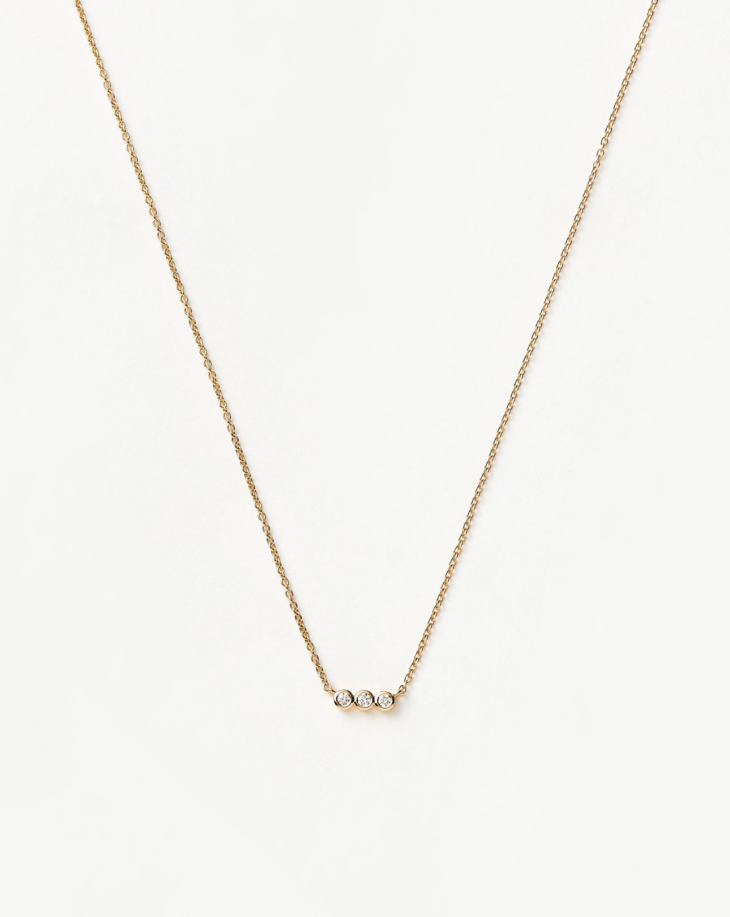 Exquisite Diamond Solitaire Trio Necklace - 14K Gold Pendant for Women, Elegant Layered Necklace for Anniversary, Wedding & Special Occasions
