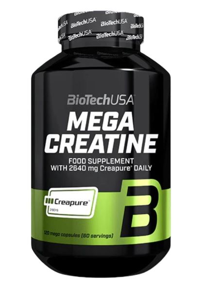 BioTechUSA Mega Creatine 120 Capsules - Premium Muscle Growth & Recovery Supplement for Athletes & Bodybuilders - Post-Workout & Strength Training Support