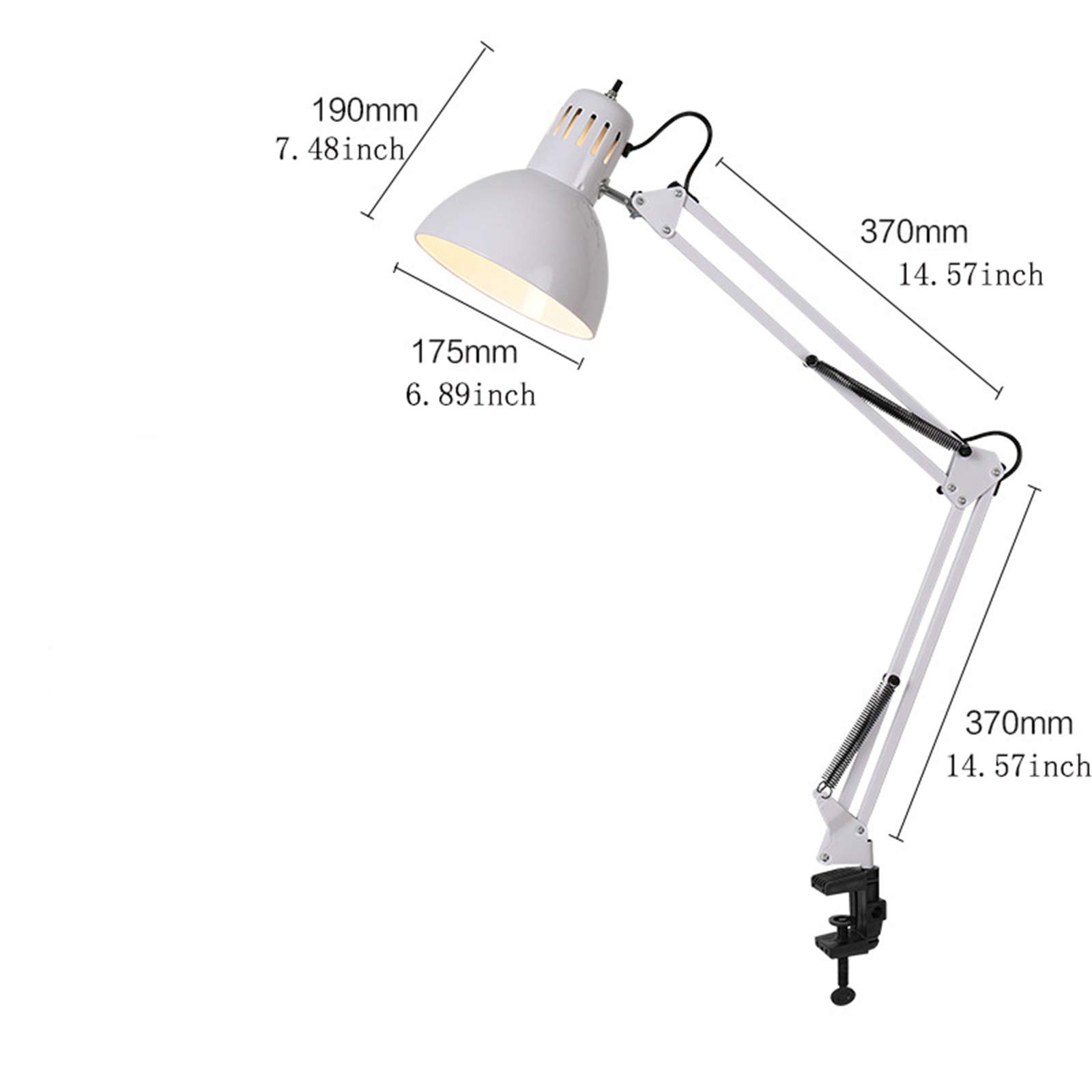 Adjustable LED Desk Lamp with Clamp - Metal Swing Arm Architect Task Light for Office, Studio & Home | Clip-On Bedside Reading Lamp | Dimmable Work Light for Studying, Drawing & Nightstand Use (Black)