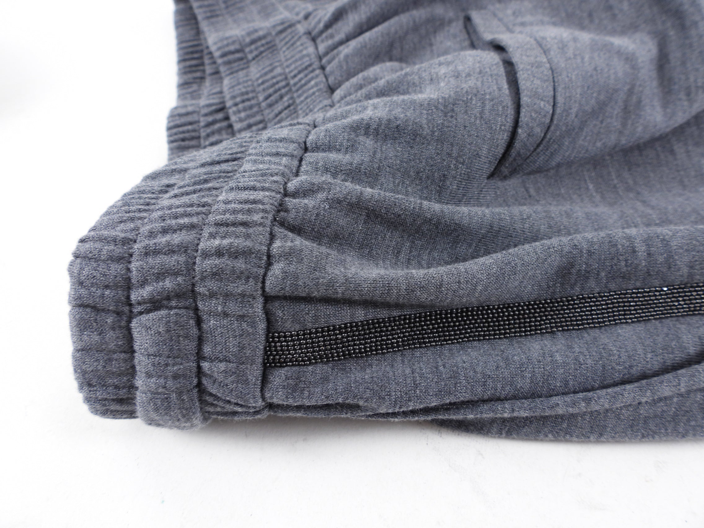 Brunello Cucinelli Grey Wide Leg Monili Stripe Jogging Pants for Women - Comfortable Lounge Pants for Casual Wear, Yoga & Travel