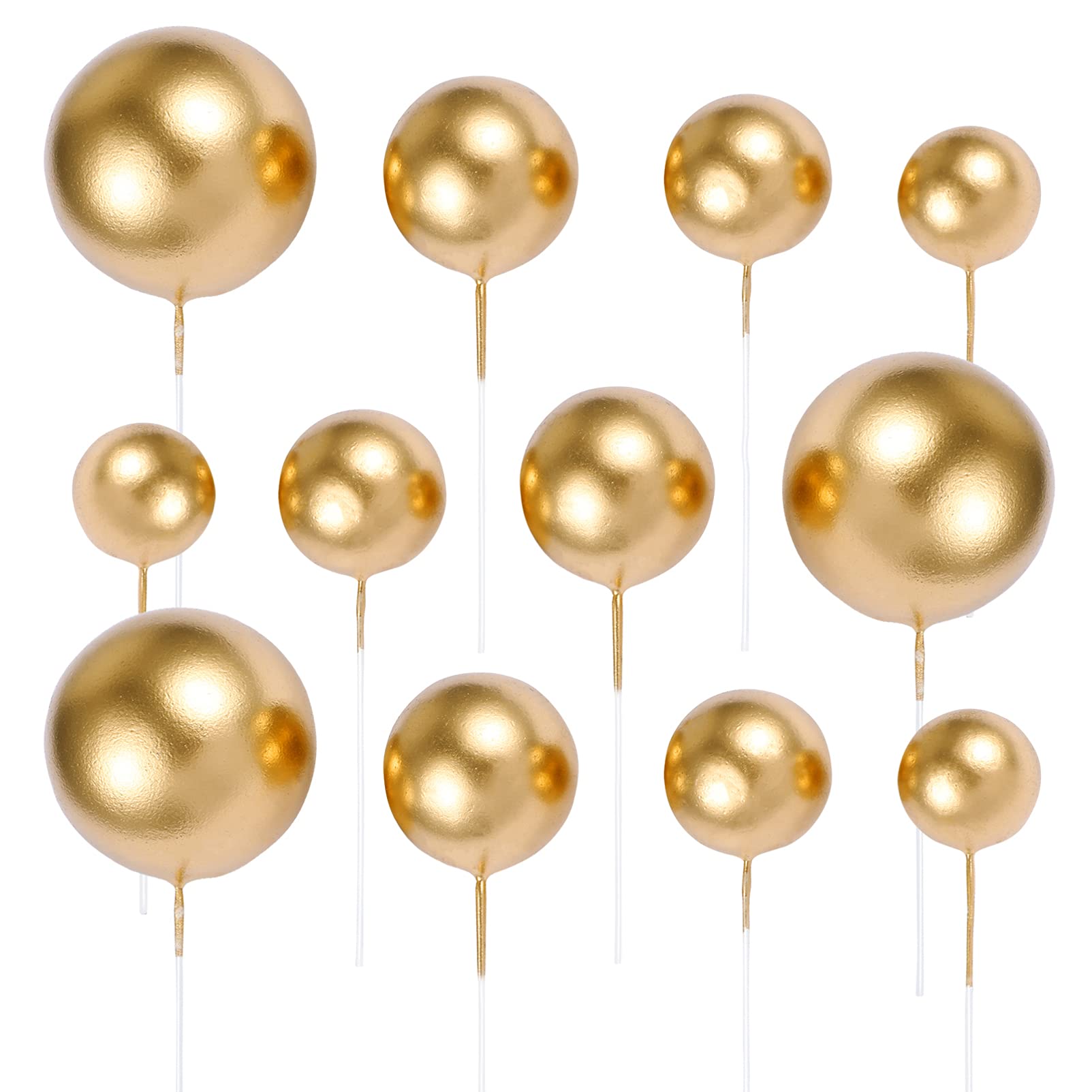 20Pcs Gold Balloon Cake Toppers - Mini Foam Ball Cupcake Decorations for DIY Birthday, Wedding & Anniversary Party Supplies | Perfect for Cake Decorating, Dessert Tables & Celebration Events