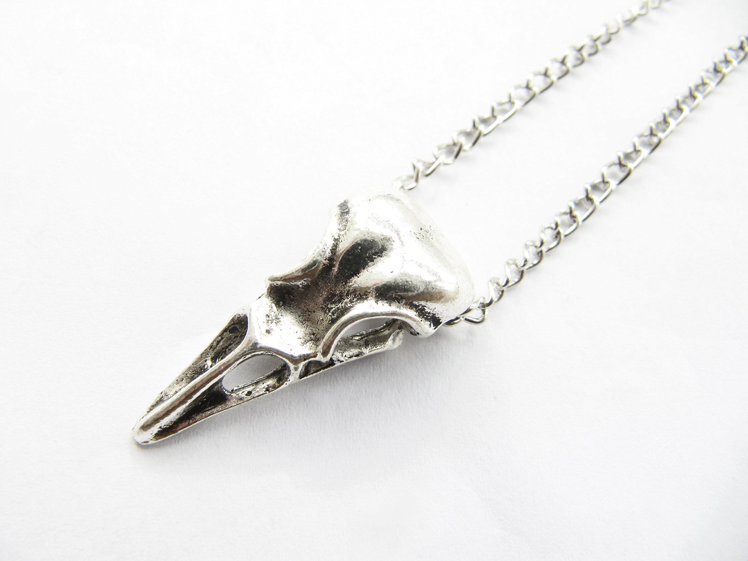 Gothic Raven Skull Pendant Necklace - Large Bird Skull Jewelry for Men & Women - Perfect for Goth Fashion, Halloween Costume, and Dark Aesthetic Outfits