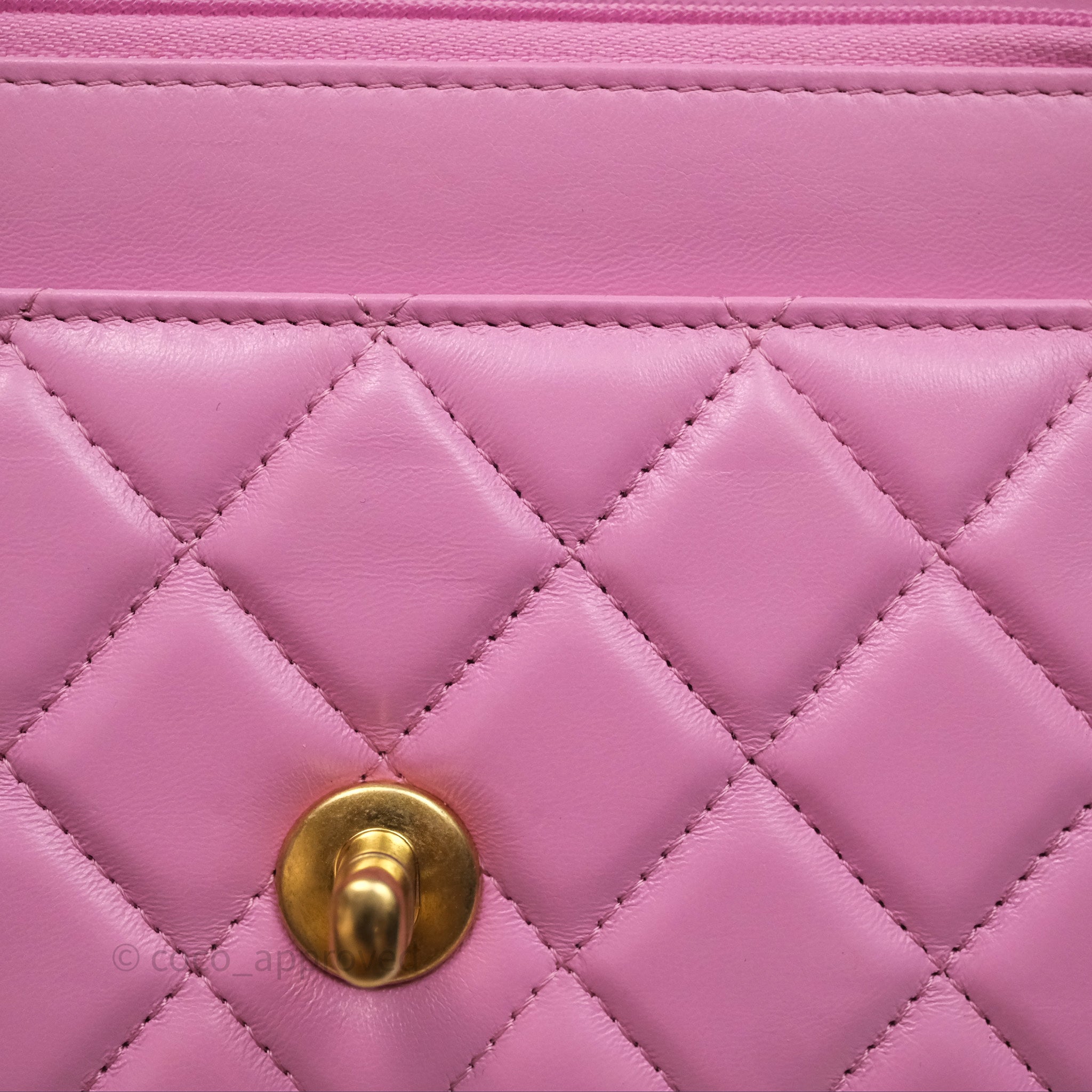 Chanel CC Chain Wallet On Chain WOC in Pink Lambskin with Aged Gold Hardware - Luxury Crossbody Bag for Women, Perfect for Evening Out & Special Occasions