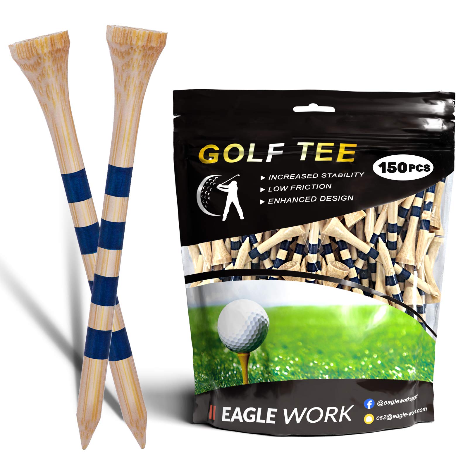 Premium Bamboo Golf Tees Set - 4 Sizes (1.5