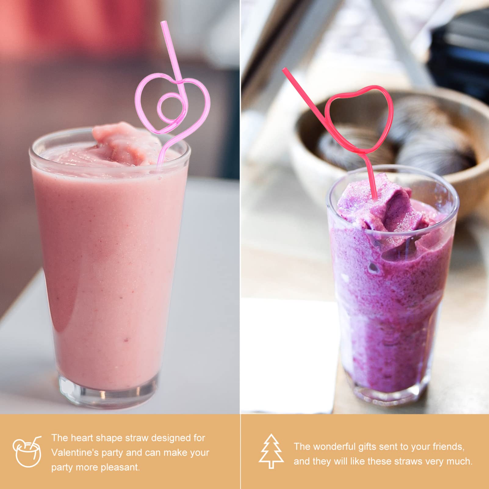 DOITOOL 40pcs Heart Shaped Valentine's Day Straws - Decorative Bendable Drinking Straws for Juice, Coffee, Tea, Beverages - Perfect for Anniversaries, Parties, Weddings & Romantic Celebrations