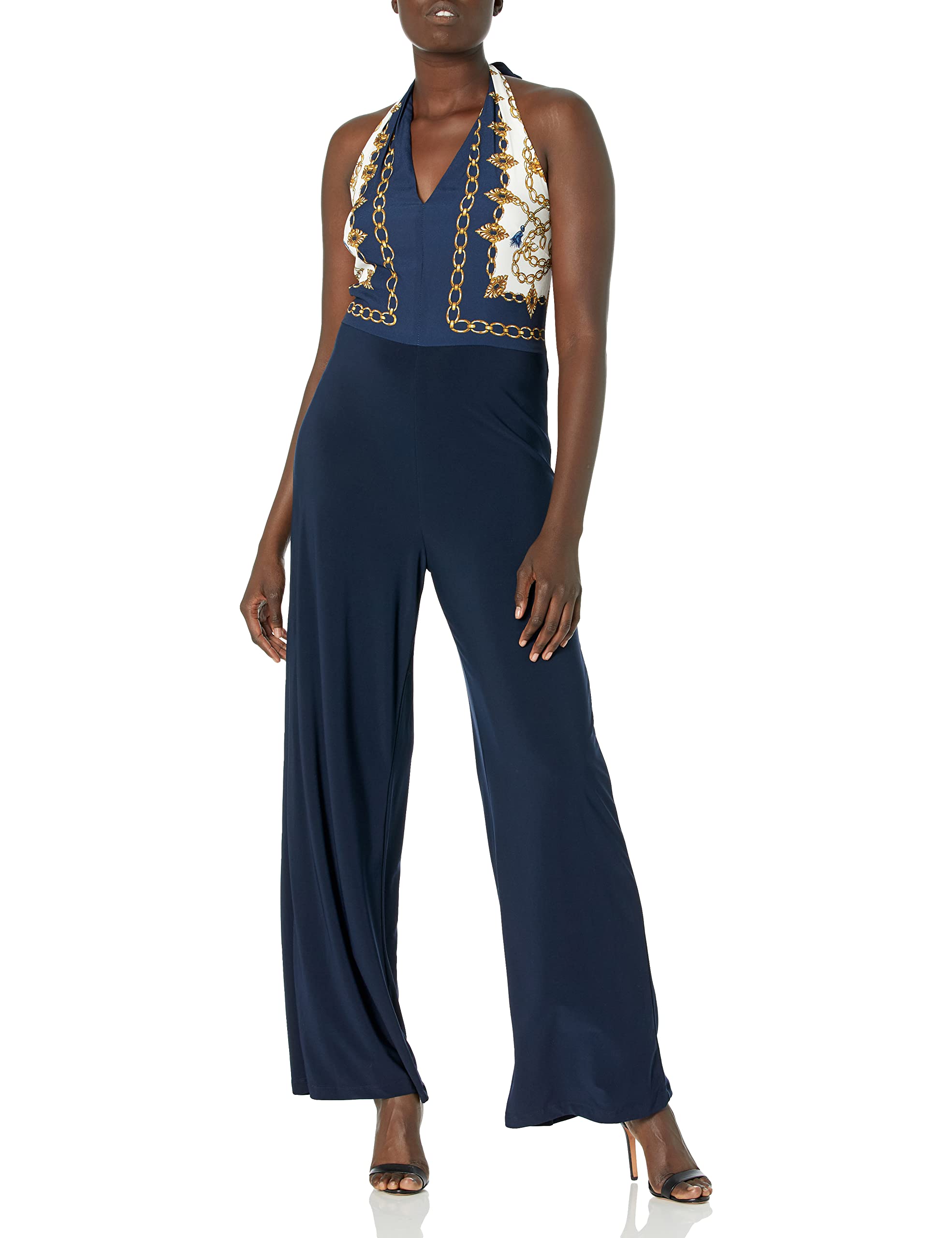 Adrianna Papell Women's Printed Scarf Jumpsuit - Elegant & Stylish One-Piece Outfit for Parties, Weddings & Special Occasions